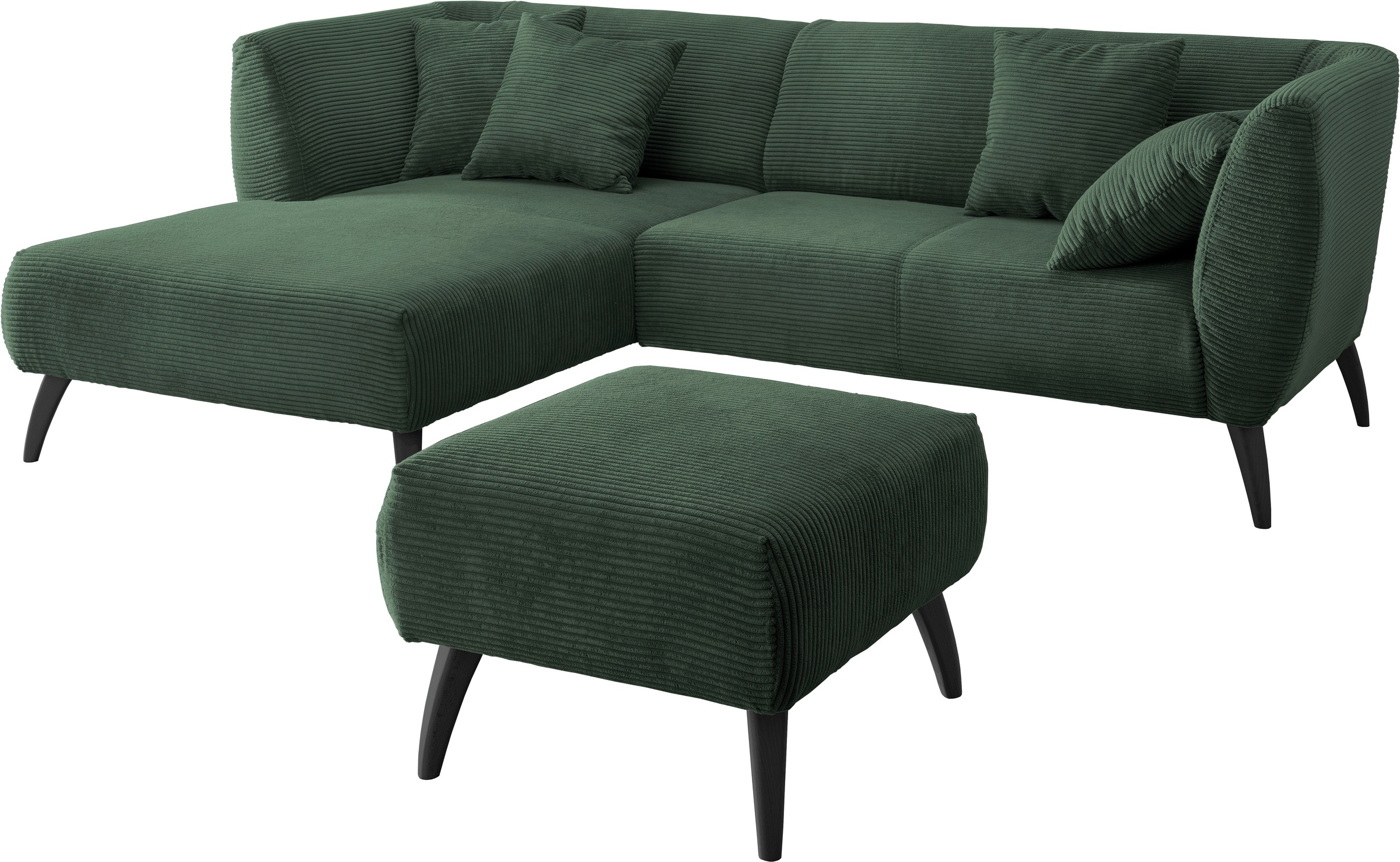 INOSIGN Ecksofa »Colori L-Form«, Holzfussfarbe wählbar, inkl. 4x Zierkissen