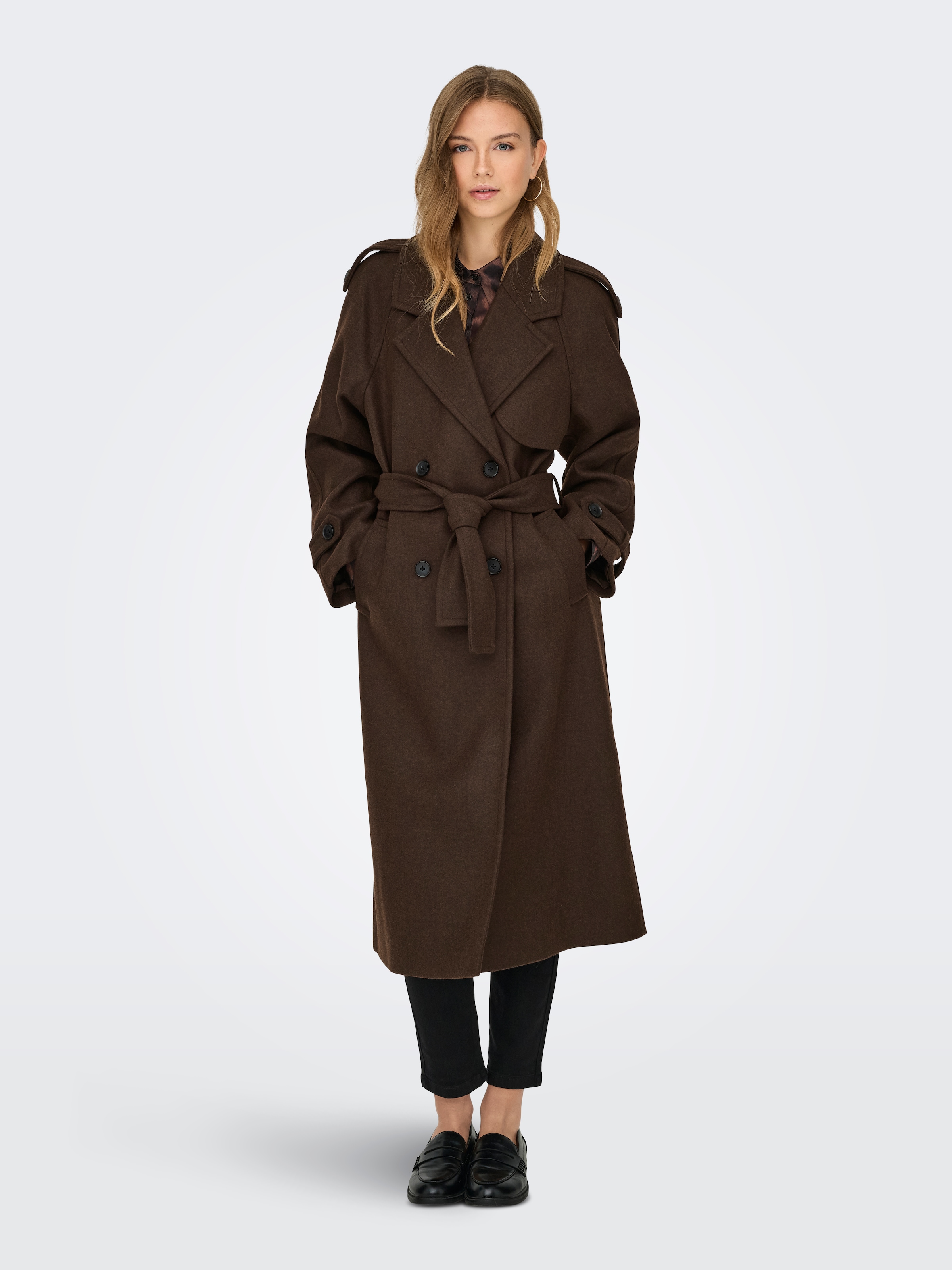 ONLY Manteau long »ONLDEAR-TRILLION LONG BELT COAT PNT NOOS« Kunstfaser