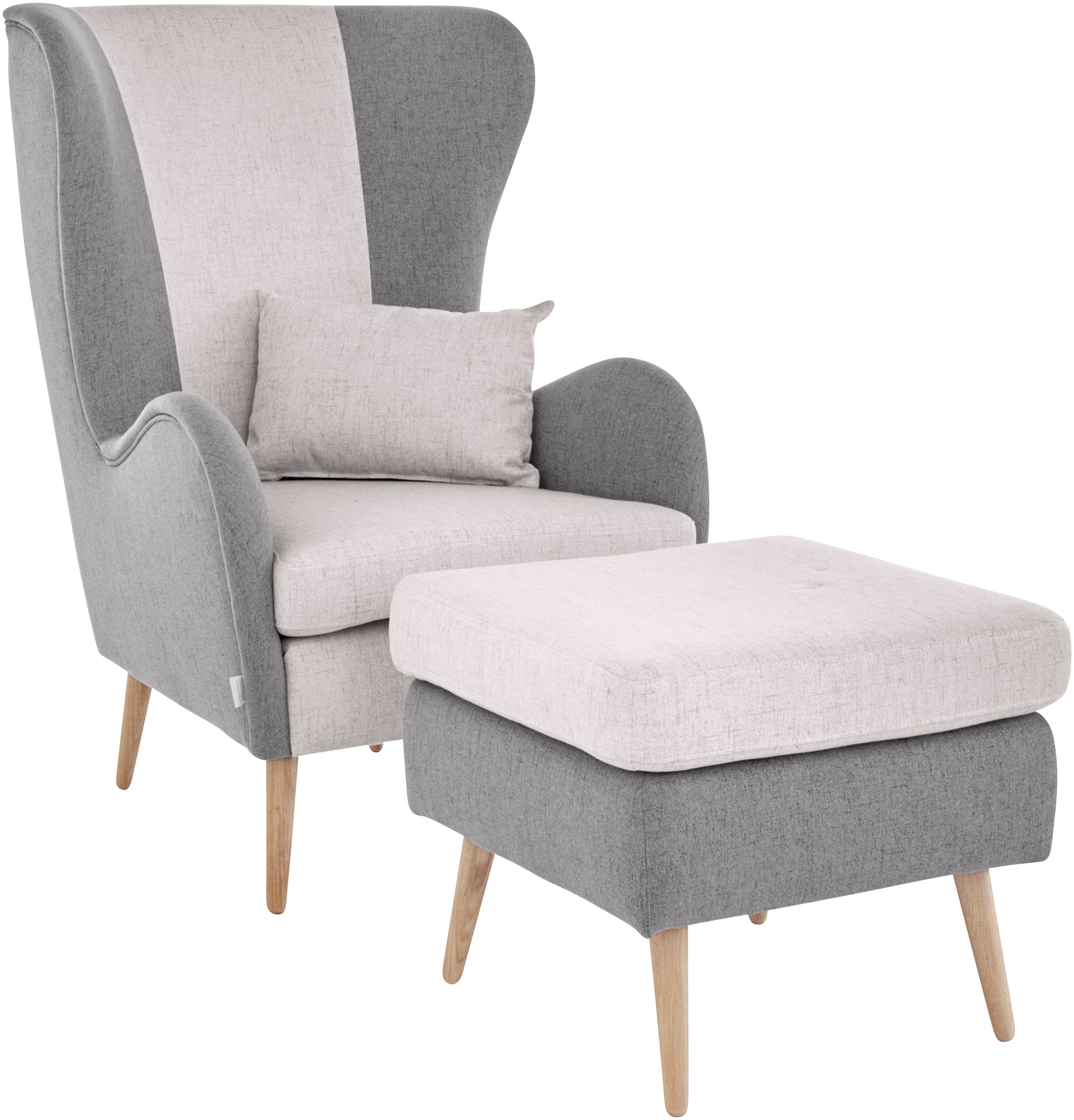 Guido Maria Kretschmer Home&Living Sessel »Salla Bezug Bouclé oder Struktur fein, Ohrensessel«, wahlweise mit oder ohne Hocker; grosser Sessel: Masse B/T/H: 78/94/118cm