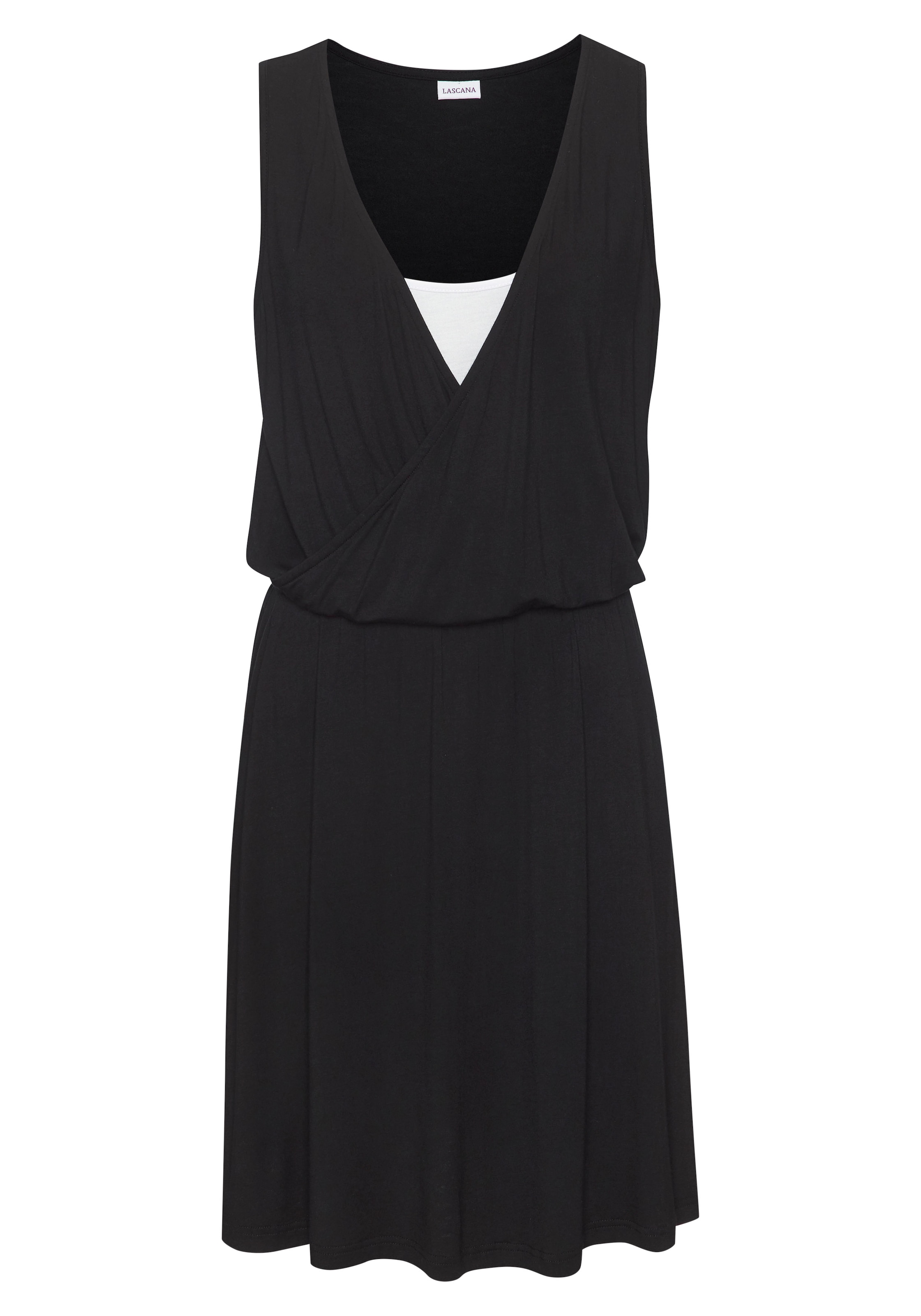 LASCANA Jerseykleid Ohne Taschen mit zweilagiger Optik