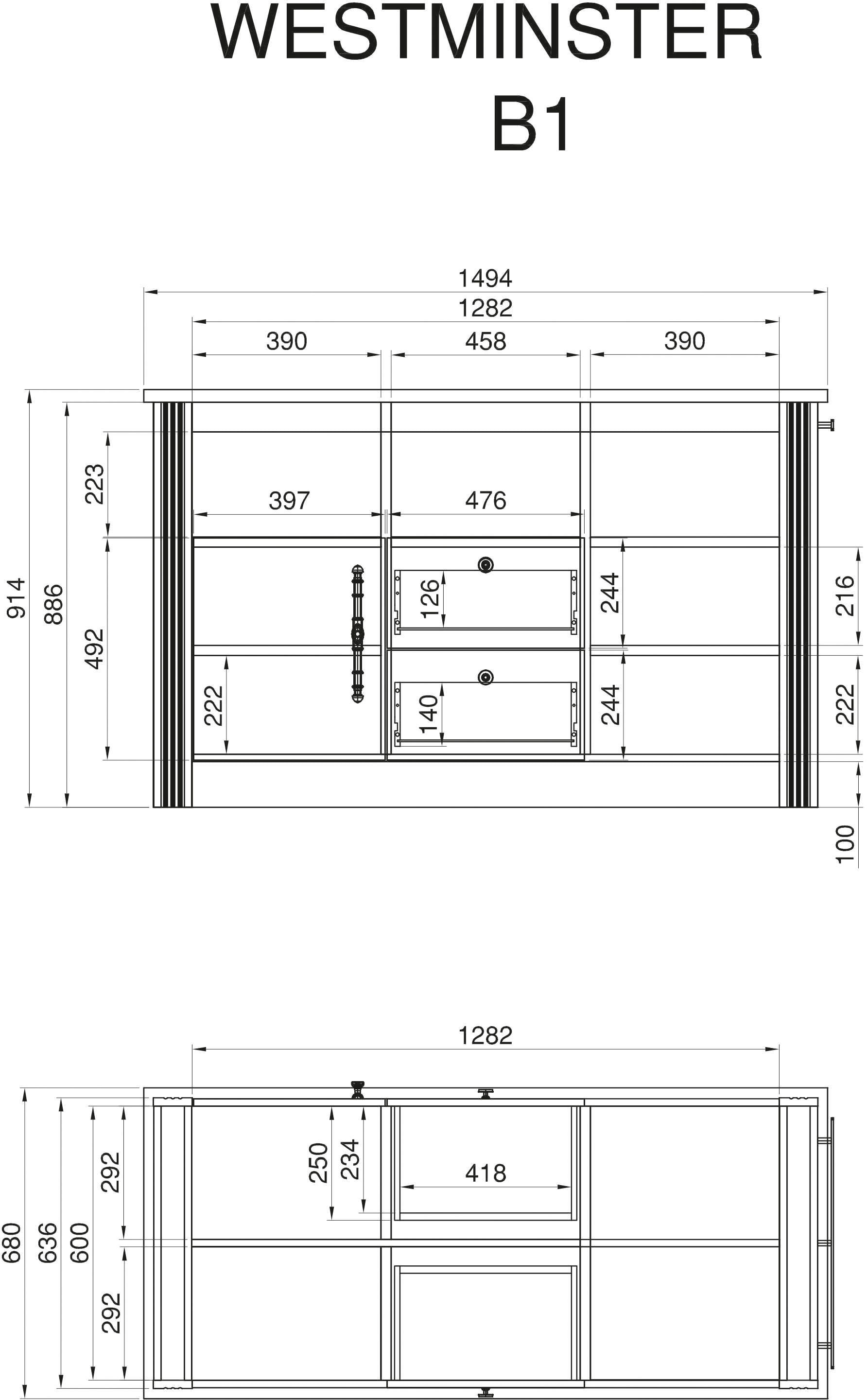 GOODproduct Küche »KS-Westminster« Breite 366 cm, ohne E-Geräte