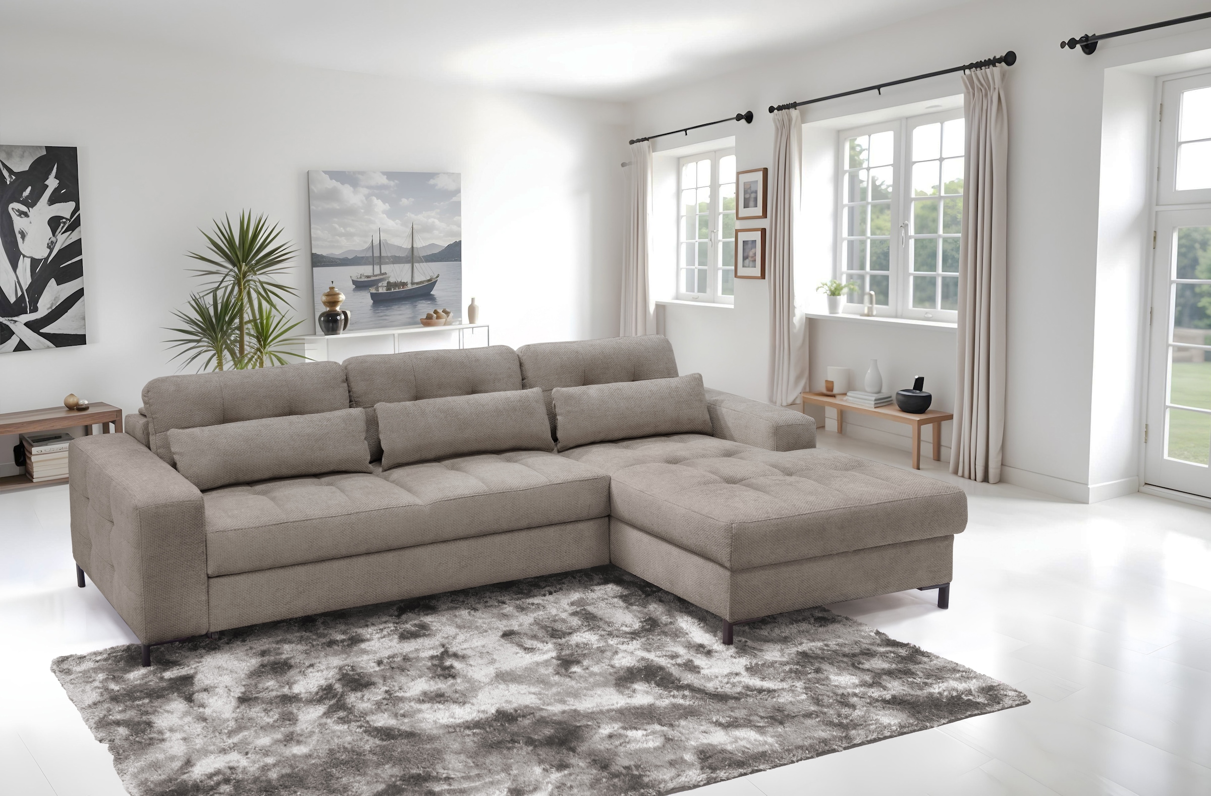 exxpo - sofa fashion Canapé d'angle »Bonito, mit Rücken- und Sitztiefenverstellung, inkl. Bett & Bettkasten« Réglage de la profondeur d’assise, réglage en hauteur
