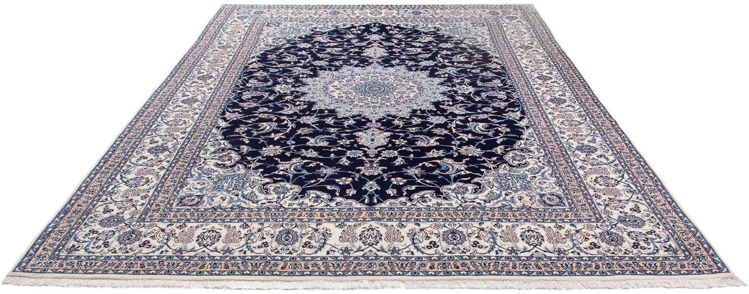 Image of morgenland Orientteppich »Perser - Nain - Premium - 338 x 248 cm - dunkelblau«, rechteckig, 6 mm Höhe, Wohnzimmer, Handgeknüpft, Einzelstück mit Zertifikat bei Ackermann Versand Schweiz