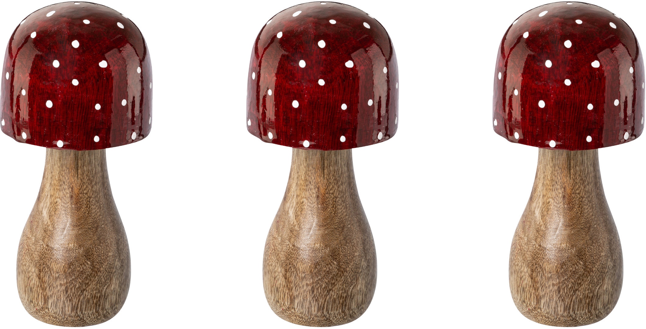 Creativ deco Weihnachtsfigur bequem Weihnachtsdeko »Fliegenpilz, rot«, rot Hüten kaufen leuchtenden mit