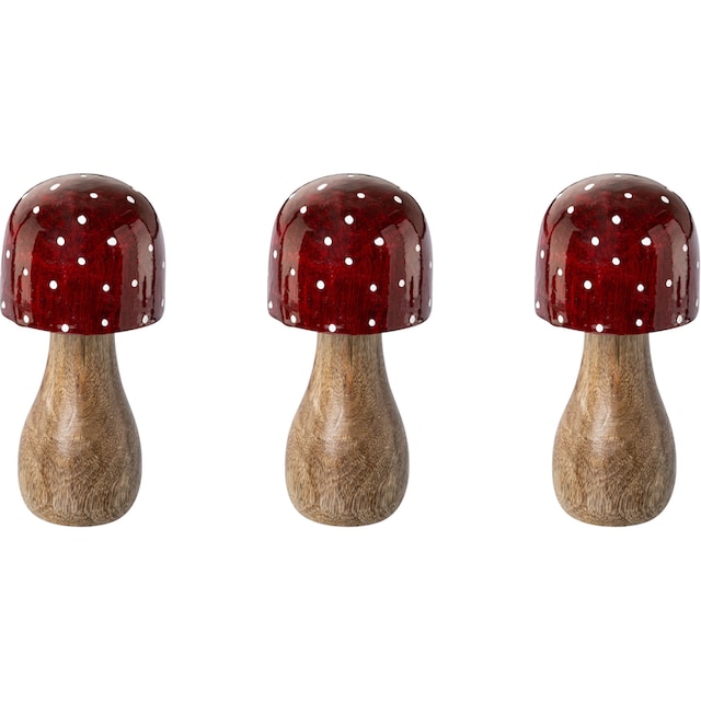 Creativ deco Weihnachtsfigur »Fliegenpilz, Weihnachtsdeko rot«, mit rot  leuchtenden Hüten bequem kaufen