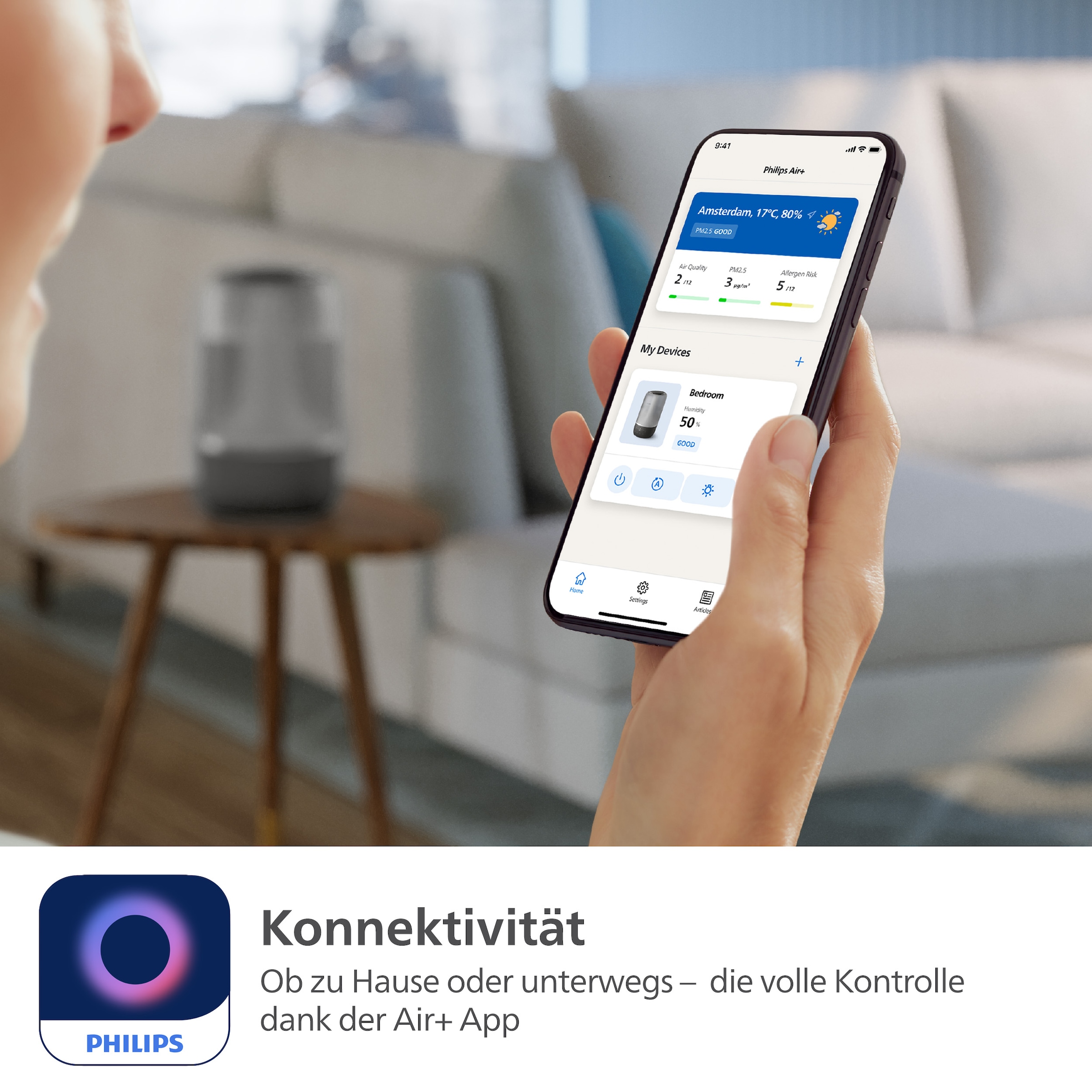 Philips Luftbefeuchter »HU1510 1000 Series, ultraschall« 3 l Wassertank für 41 m² Räume, mit Aroma-Diffusor, Stimmungslicht, App verbunden