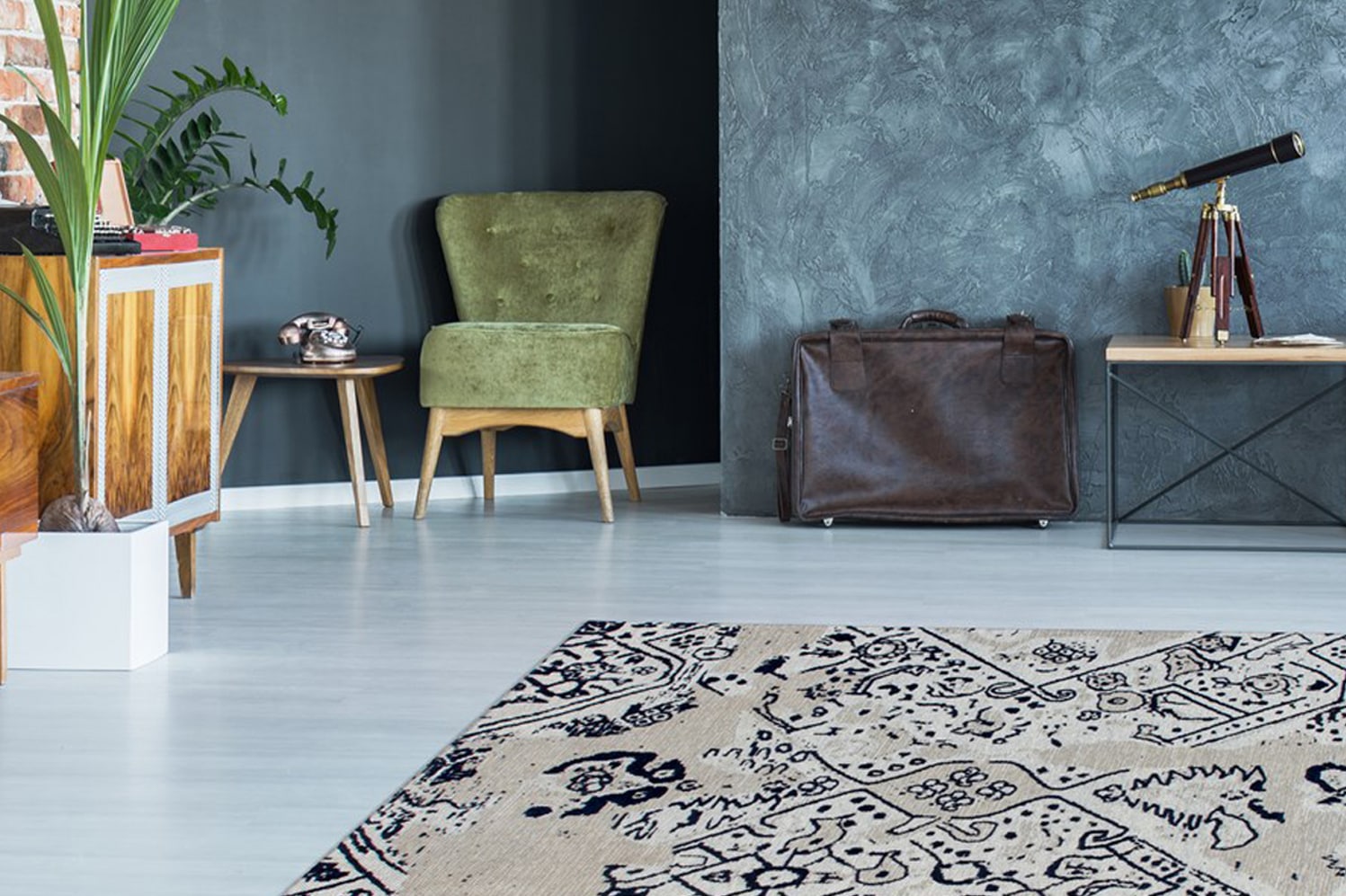 Image of Kayoom Teppich "River 120" rechteckig 10 mm Höhe Jacquard, Retro- und Vintage-Design, Baumwollrücken