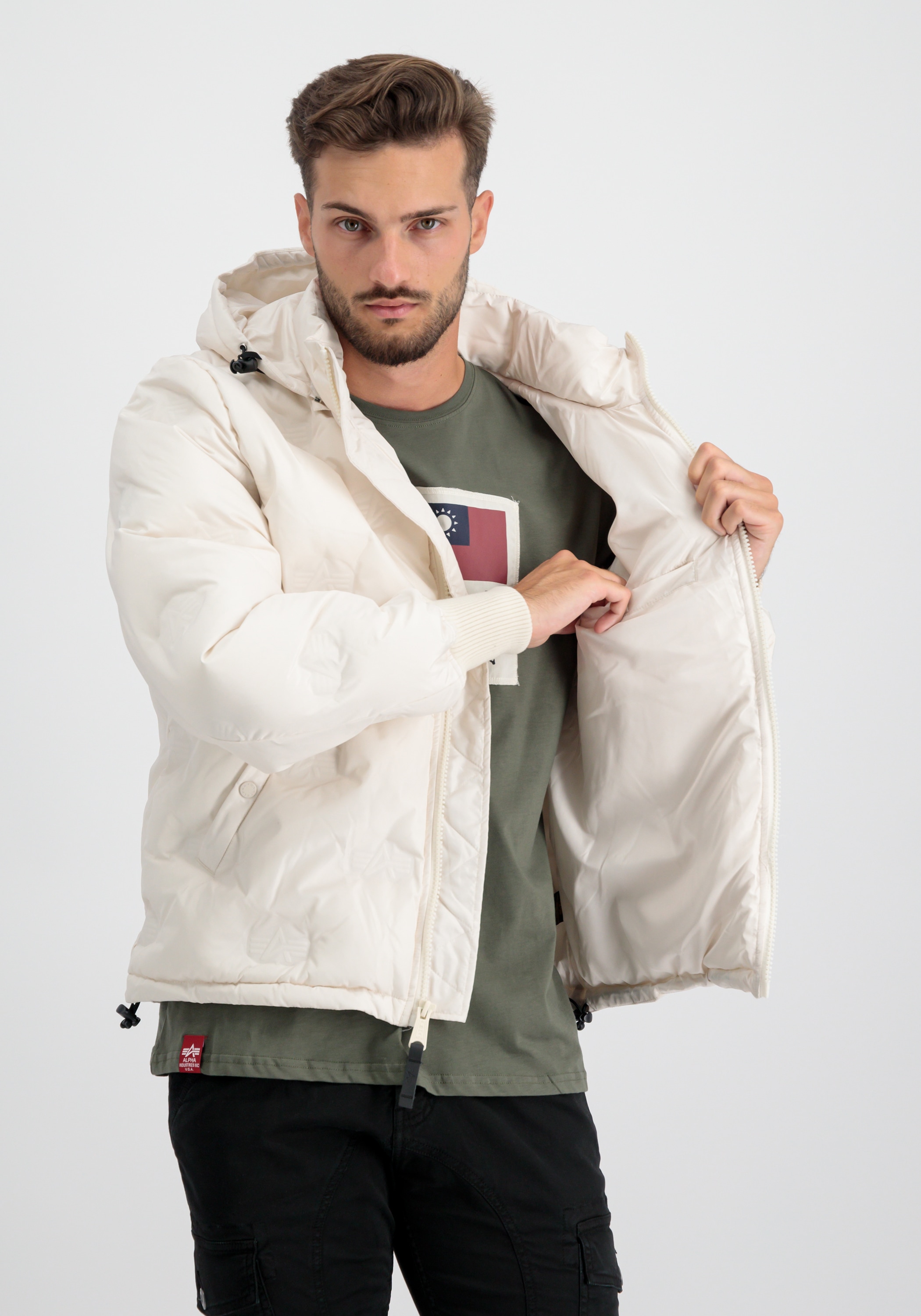 Alpha Industries Winterjacke »ALPHA INDUSTRIES Men - Cold Weather Jackets Hooded Logo Puffer«