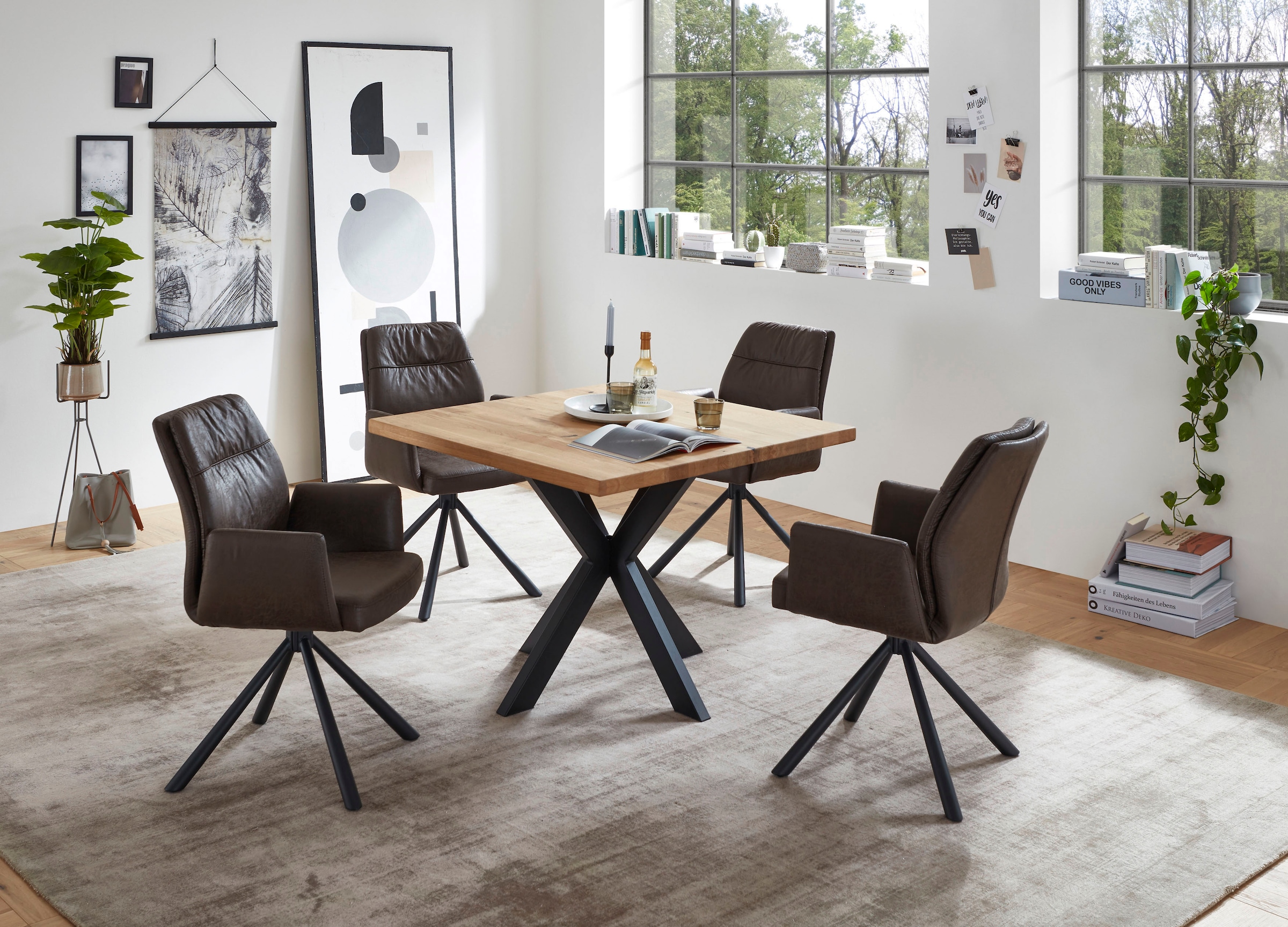 Stolkom Table de salle à manger »Micky« 100 cm in Eiche Massiv geölt, Tisch quadratisch