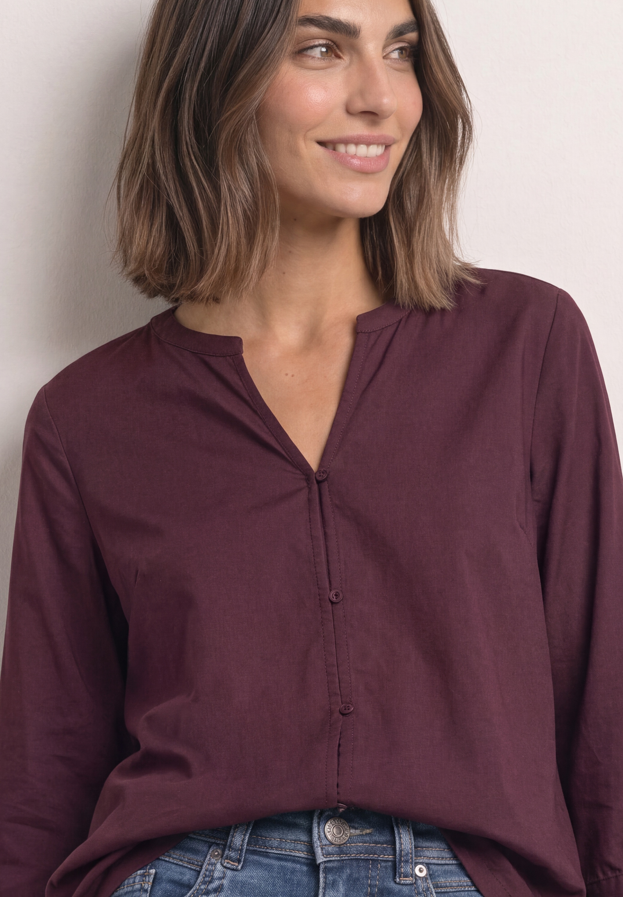 STREET ONE Blouse à enfiler Blouse d'été à manches 3/4 avec encolure fendue