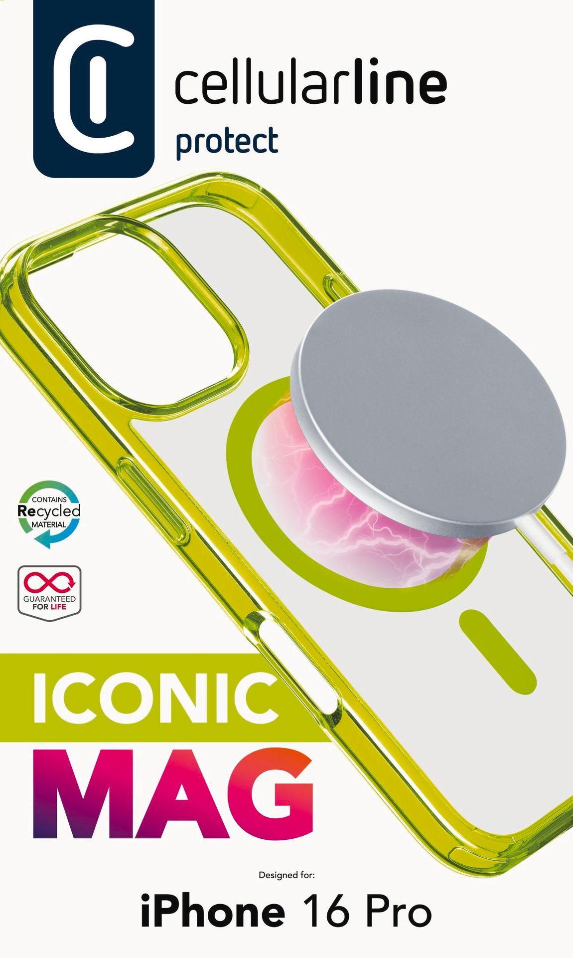 Cellularline Handyhülle »Iconic MAG MagSafe Case für Apple iPhone 16 Pro« Backcover, Schutzhülle, Handyschutzhülle, Case, Schutzcase, stossfest