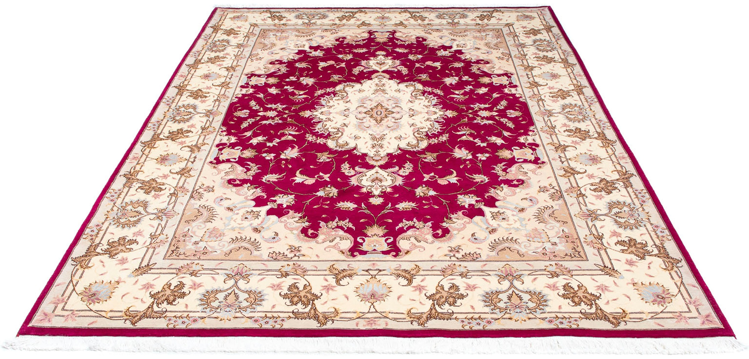 Image of morgenland Orientteppich »Perser - Täbriz - Royal - 242 x 168 cm - rot«, rechteckig, 7 mm Höhe, Wohnzimmer, Handgeknüpft, Einzelstück mit Zertifikat bei Ackermann Versand Schweiz