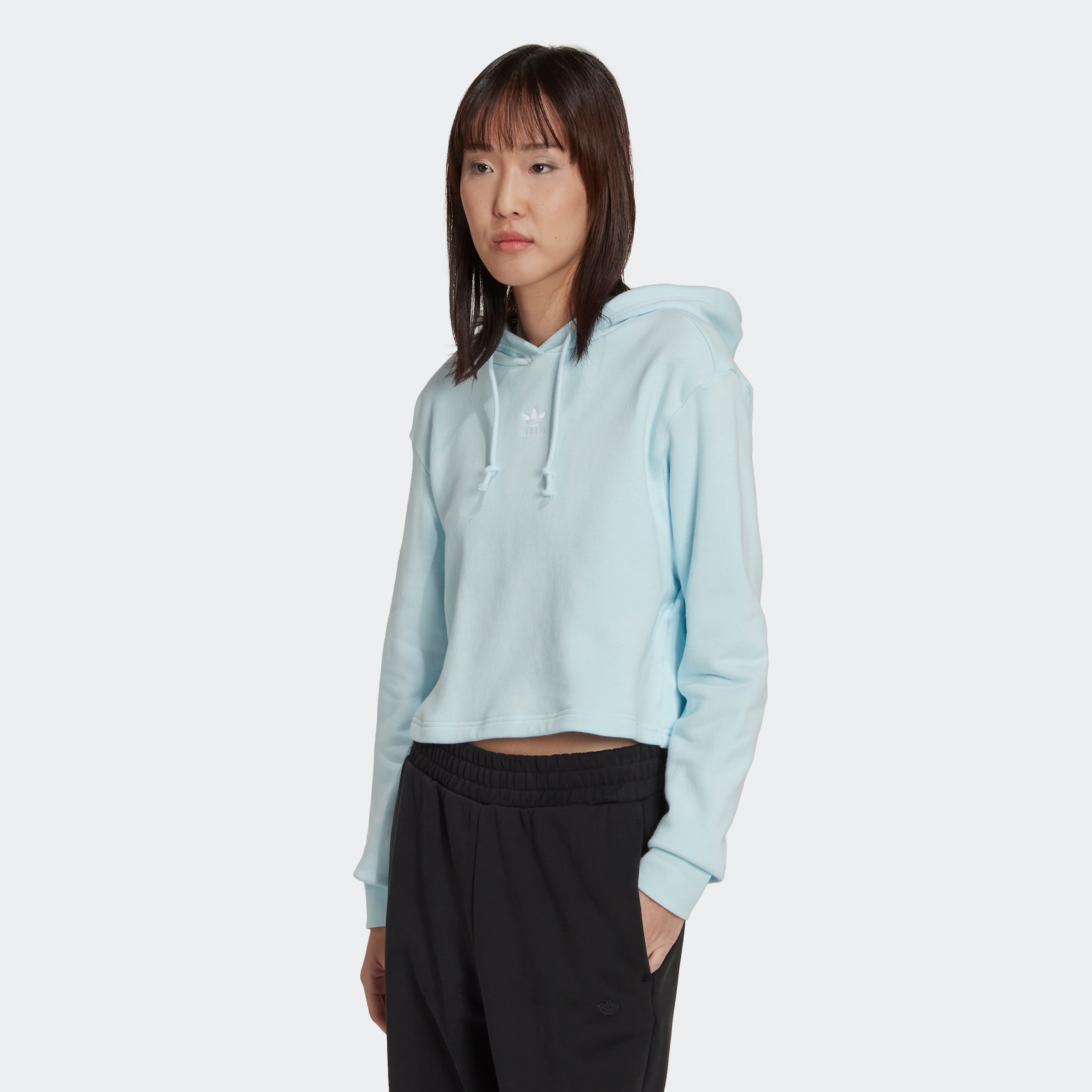 Adidas women's cropped french terry outlet hoodie