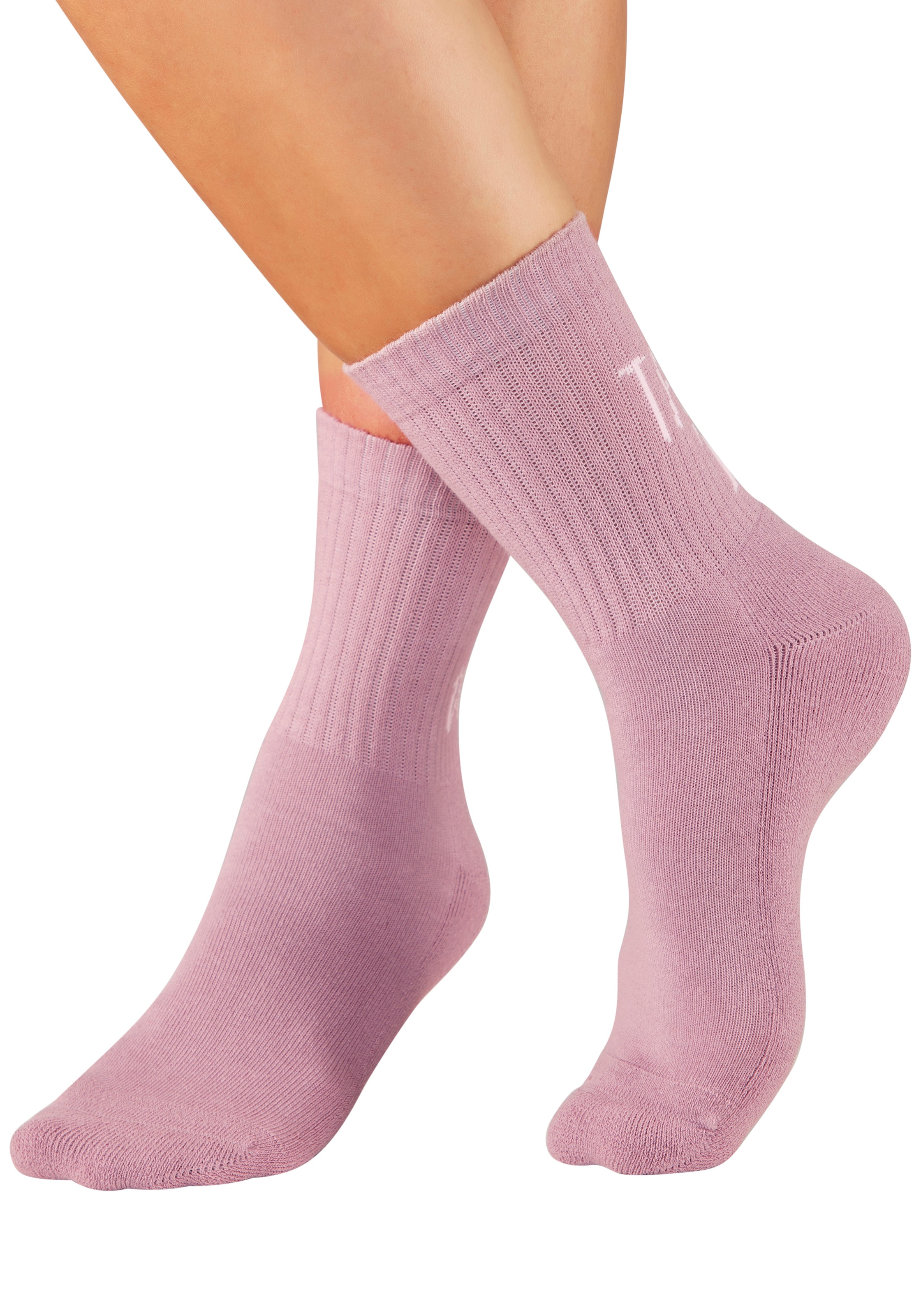H.I.S Tennissocken »Damen Sportsocken daily socks« Packung, 7 Paar tlg. mit Fussfrottee und ansprechenden Schriftzügen