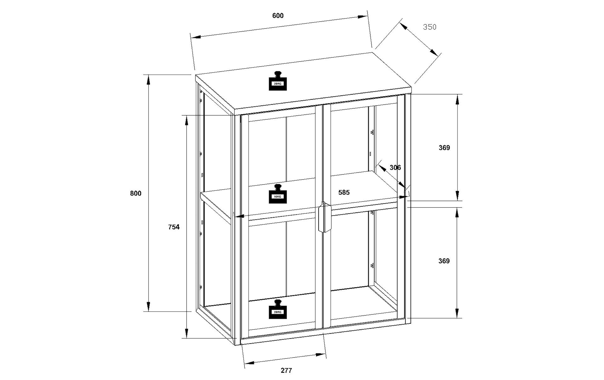 VCM Vitrine »Flokas M 60 x 80 cm«