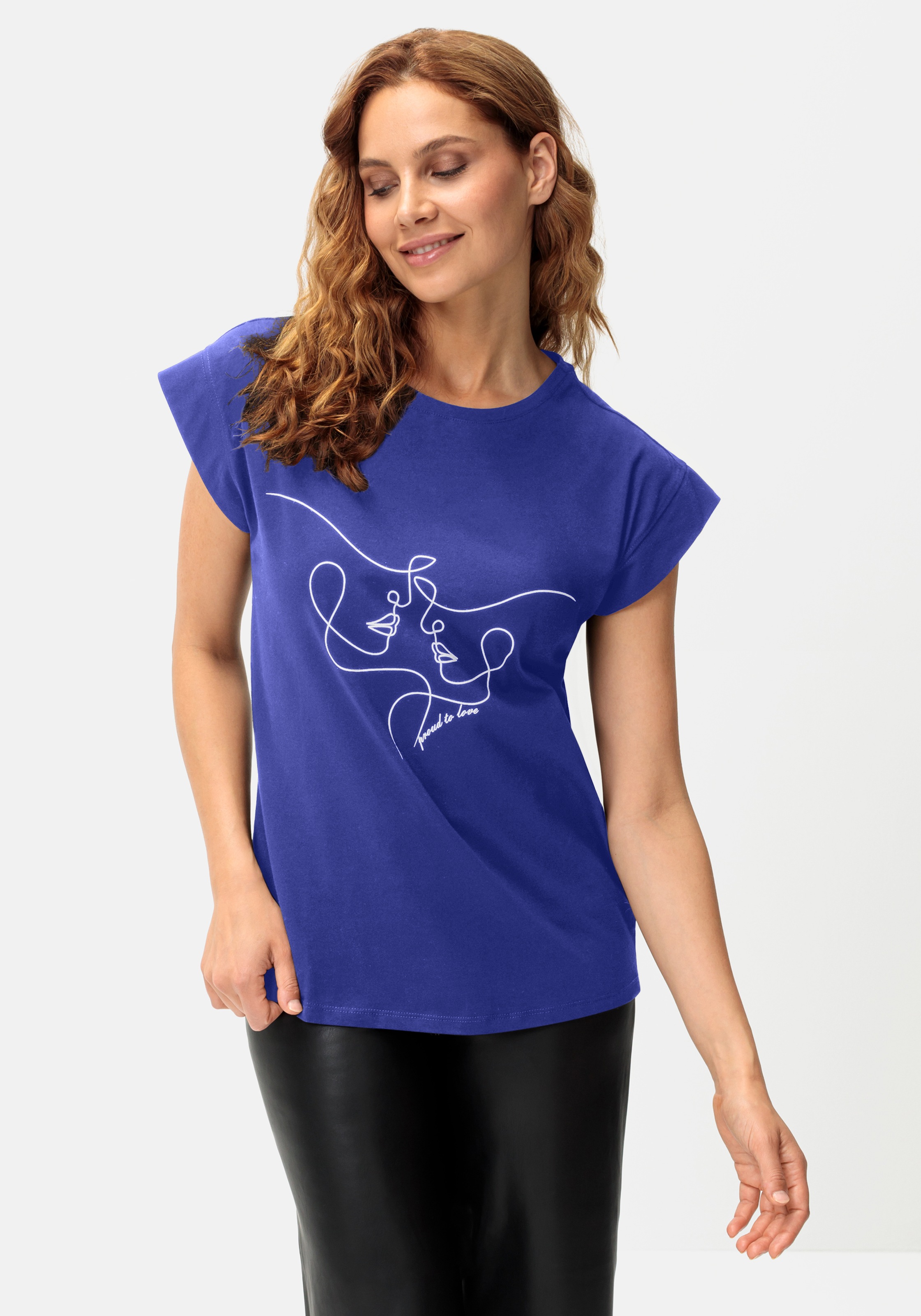 Image of LASCANA Kurzarmshirt mit Frontdruck, T-Shirt aus Baumwolle, Printshirt, Basic