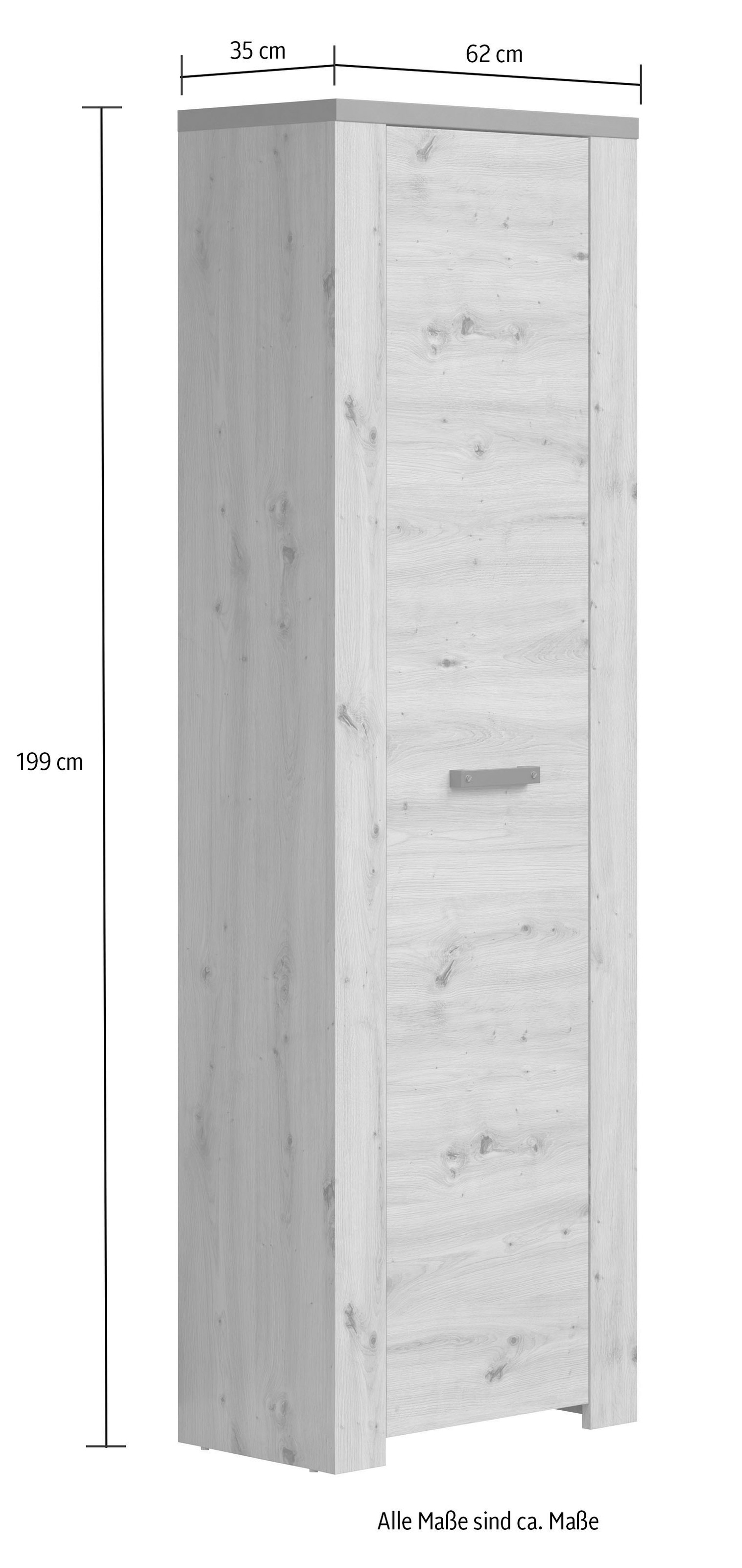 Home affaire Garderobenschrank »Ambres Inkl. ausziehbarer Kleiderstange« 1 Stk. tlg. Garderobenpaneel mit Ablage & Haken - (B/T/H) 62/26/199 cm