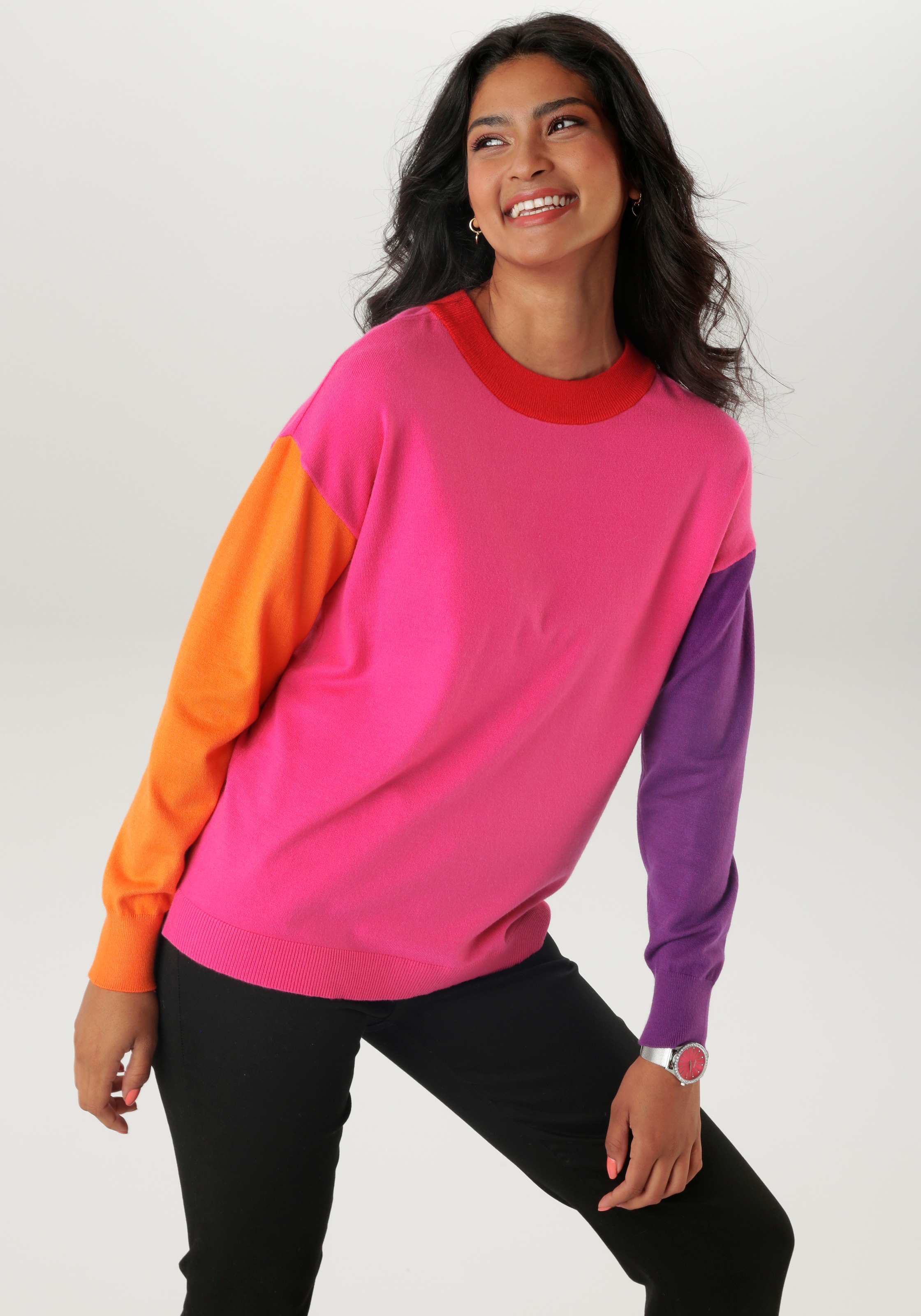 Aniston SELECTED Strickpullover, im farbenfrohen Colorblocking - NEUE KOLLEKTION