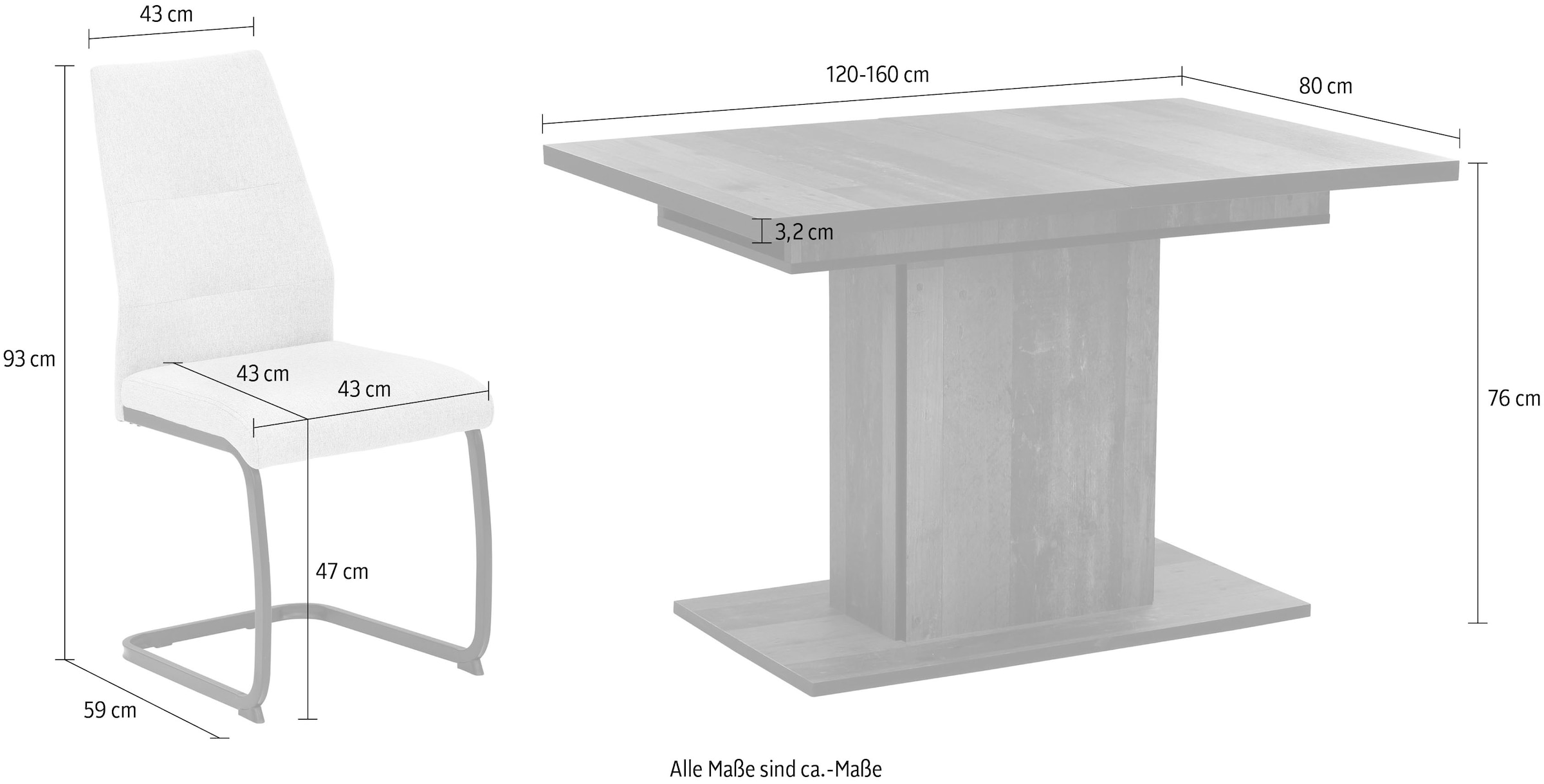 HELA Essgruppe »Ariana«, waterfree Stühle), 1 cm, günstig ausziehbar 120 Tisch (Set, kaufen -160 6 tlg., Stuhlbezug / Ökotex zertifiziert, 7