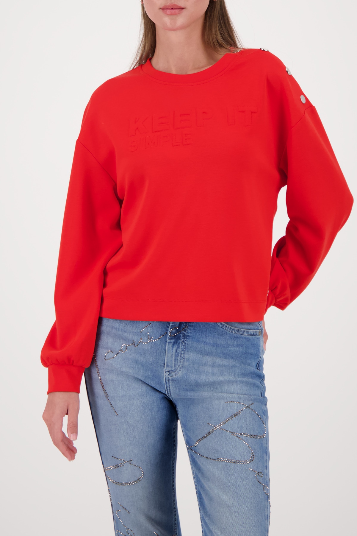 Image of Monari Sweatshirt, Rundhalsausschnitt, Regular Fit, Prägeschrift