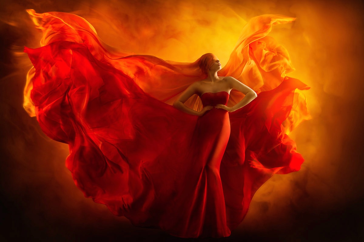 Fototapete »Frau im roten kleid«