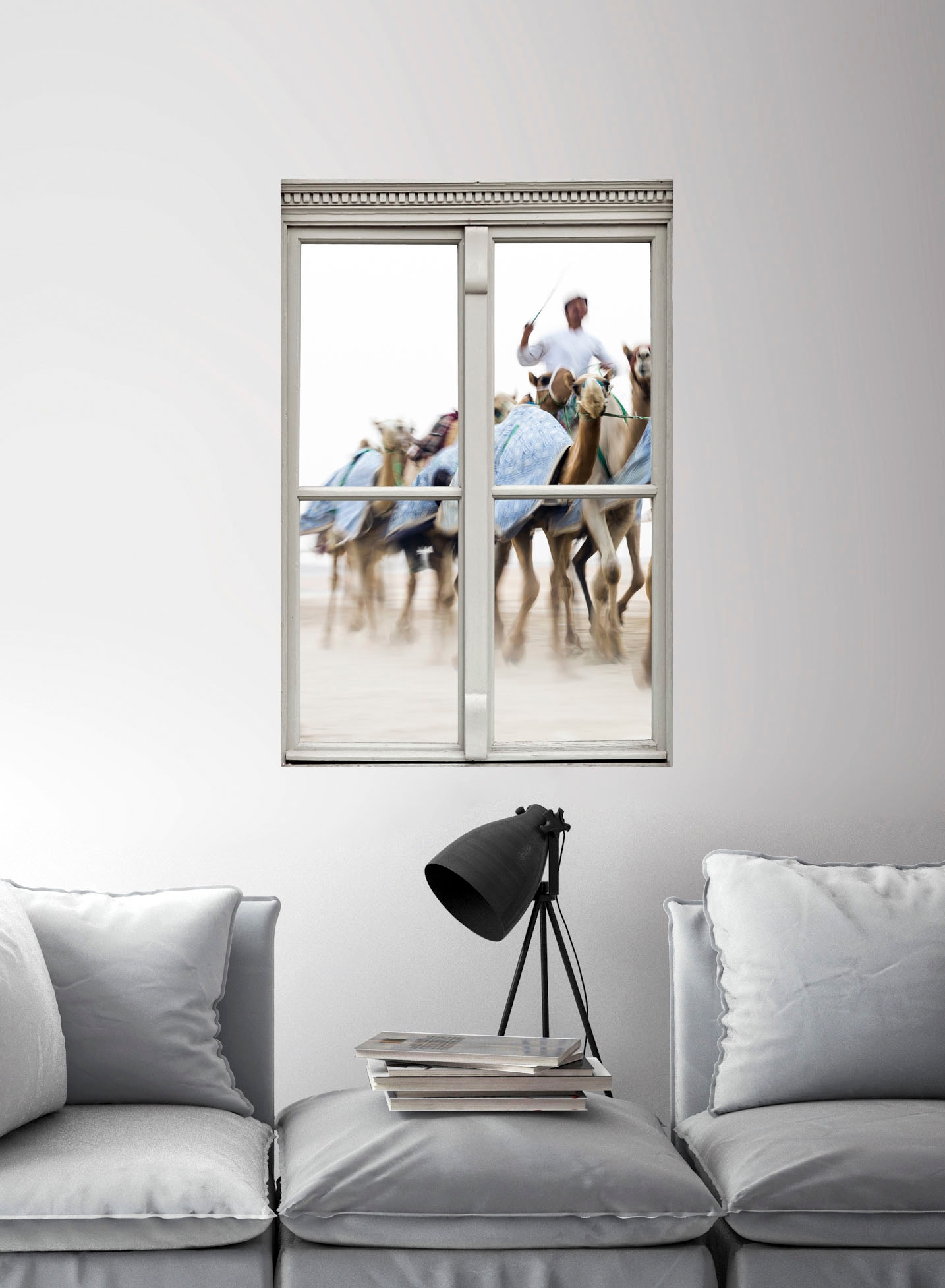 queence Wandsticker »Kamelritt«, Wandsticker, Wandbild, selbstklebend, 3D, Fenster