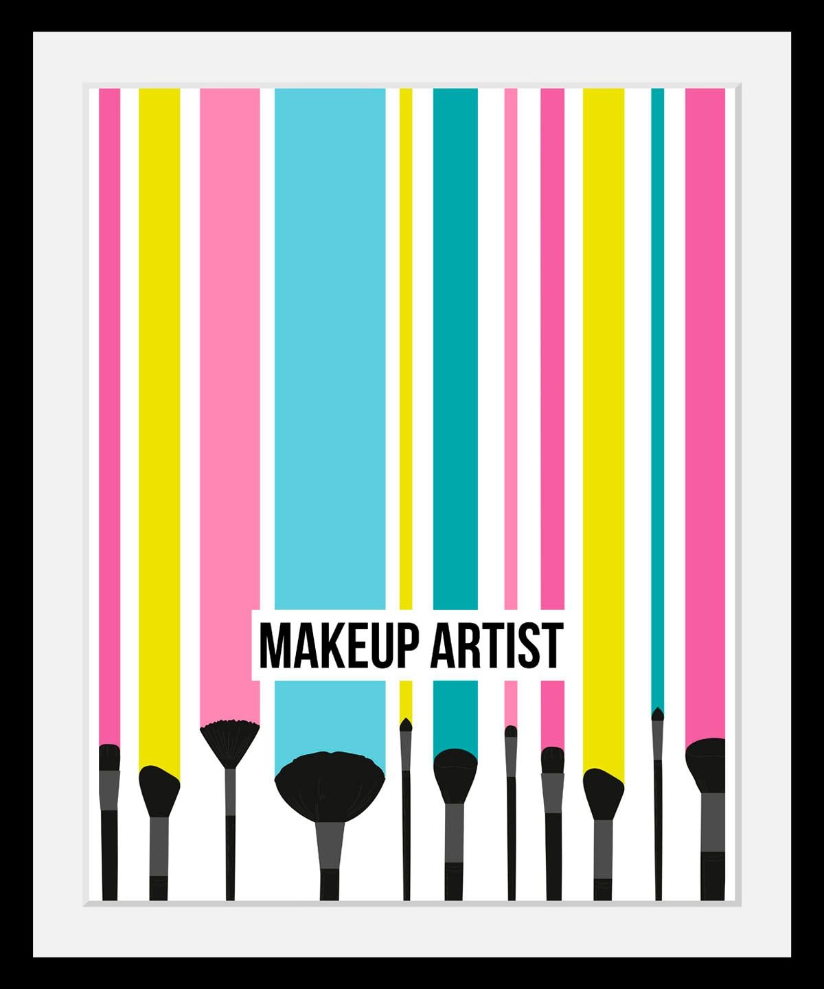 Image of queence Bild "Makeup Artist" Fashion Kunst Schriftzug Schriftzüge HD Premium Poster-Druck inkl. Holzrahmen