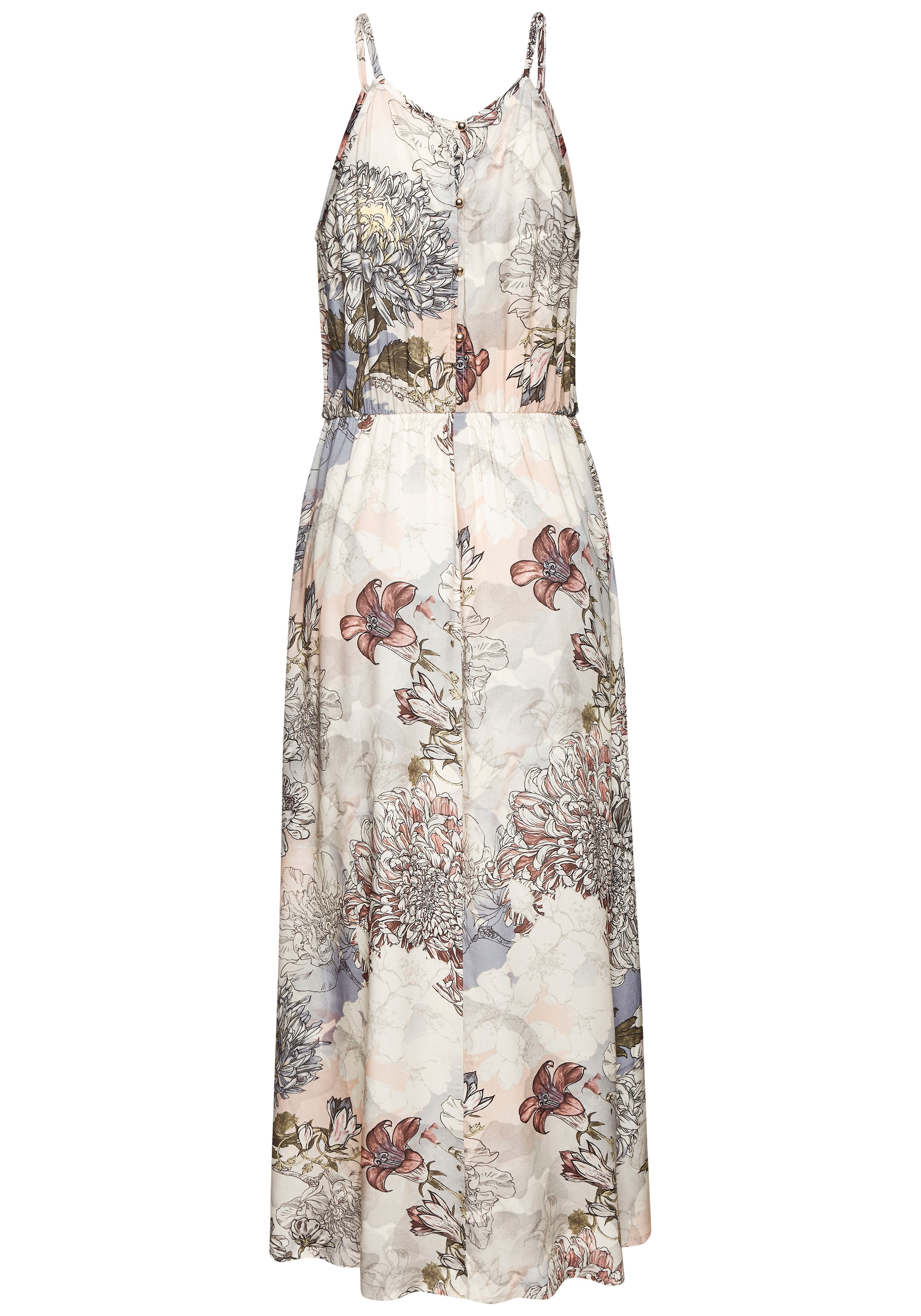 Buffalo Maxikleid, mit Alloverprint, leichtes Sommerkleid, fliessendes Strandkleid
