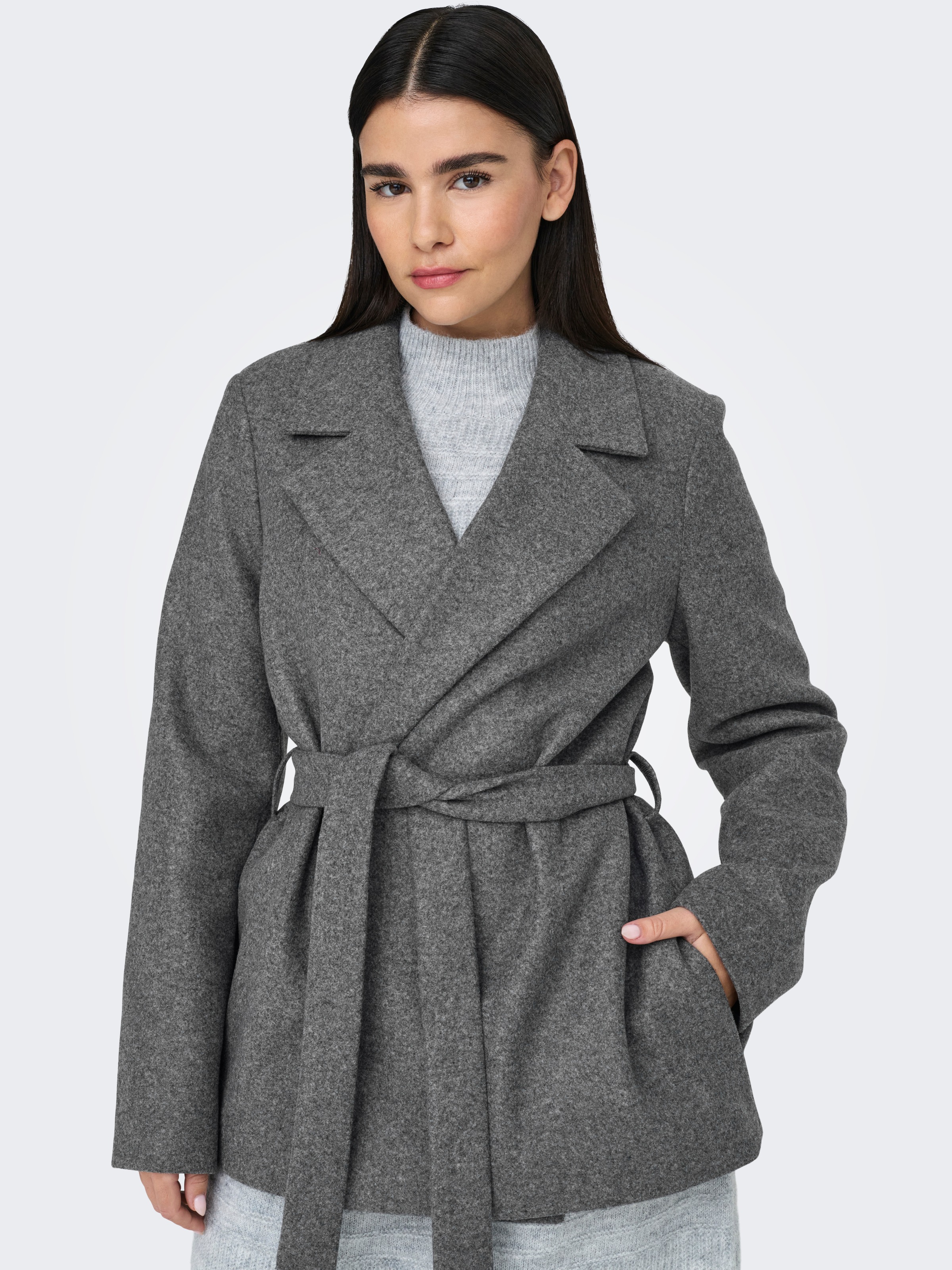 Image of ONLY Kurzmantel "ONLALVILDA LIFE SHORT WRAP COAT OTW" Kunstfaser