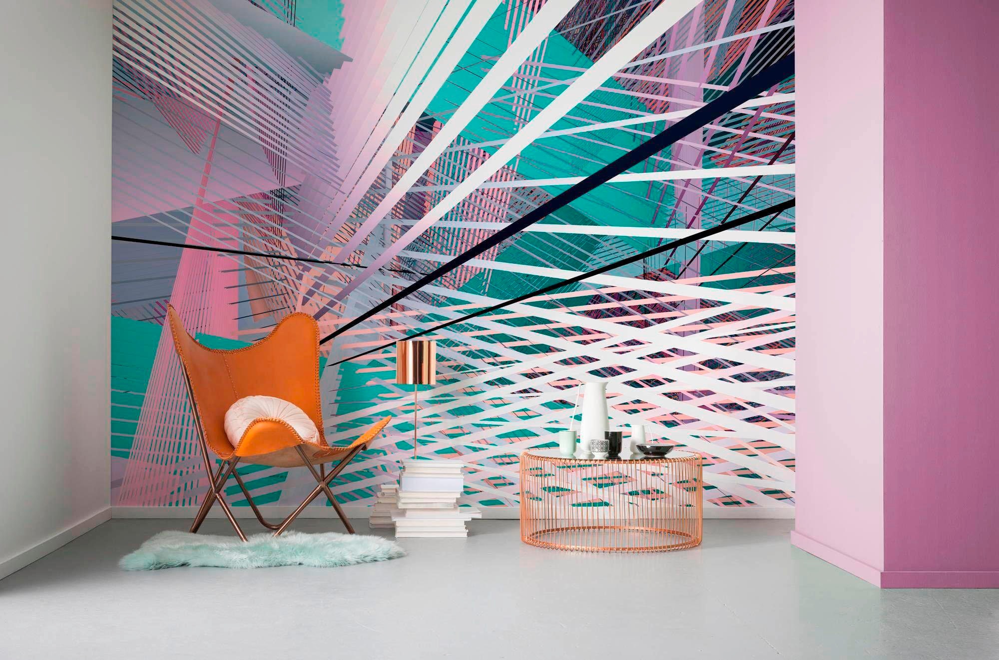Komar Vliestapete »Digitaldruck Vlies - Space Grid Spring - Grösse 400 x 250 cm«, bedruckt, Wohnzimmer, Schlafzimmer