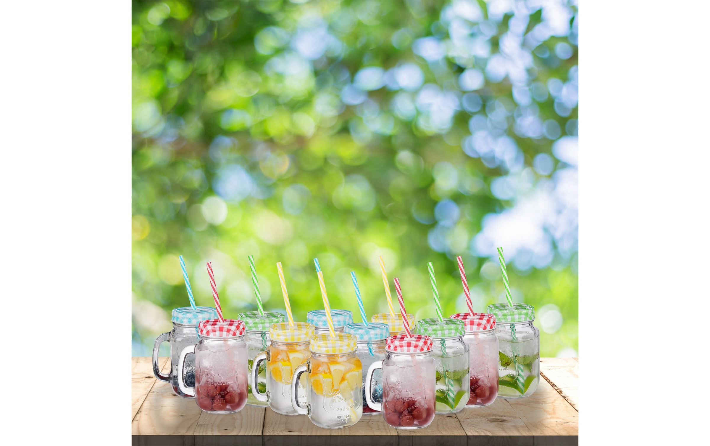 relaxdays Gläser-Set »Summer 500 ml, 12 Stück, Mehrfarbig«