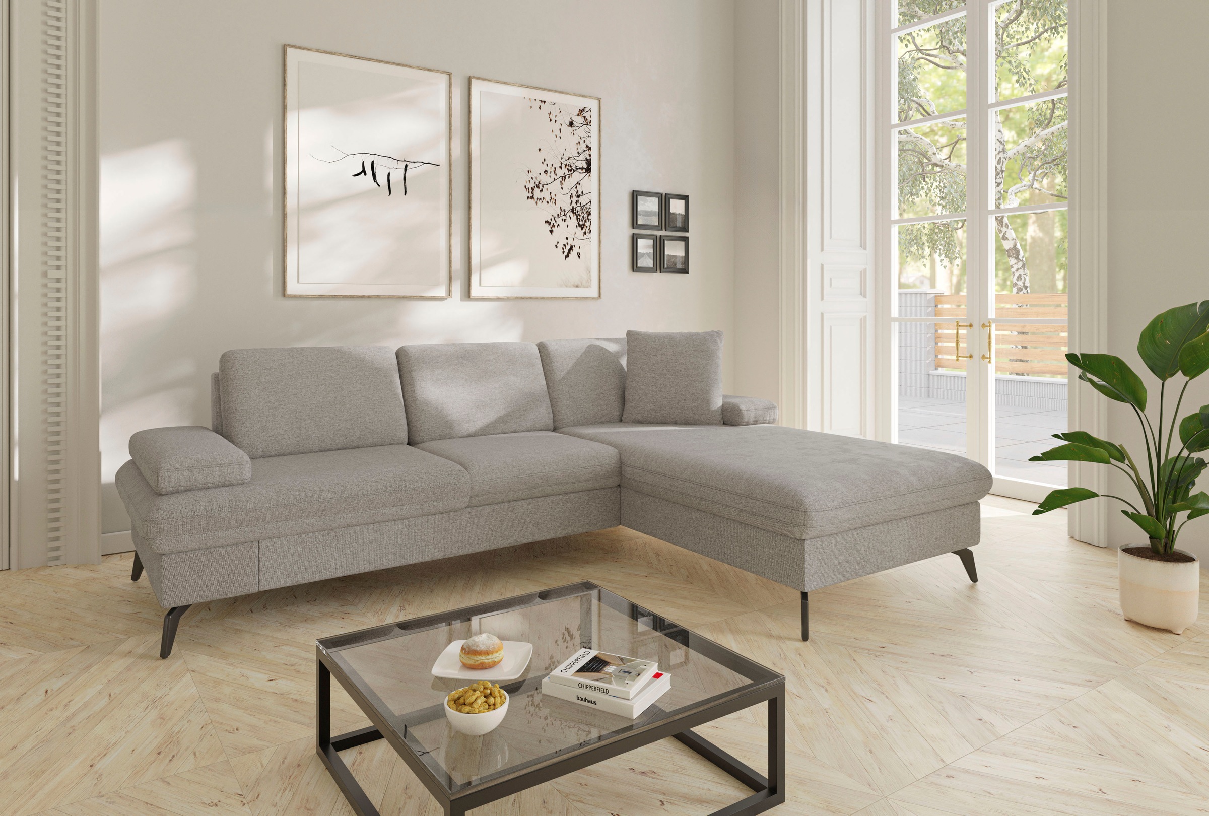 sit&more Ecksofa »Morris Jubi L-Form«, inkl. Armteilfunktion und 1 Zierkissen, wahlweise mit Bettfunktion