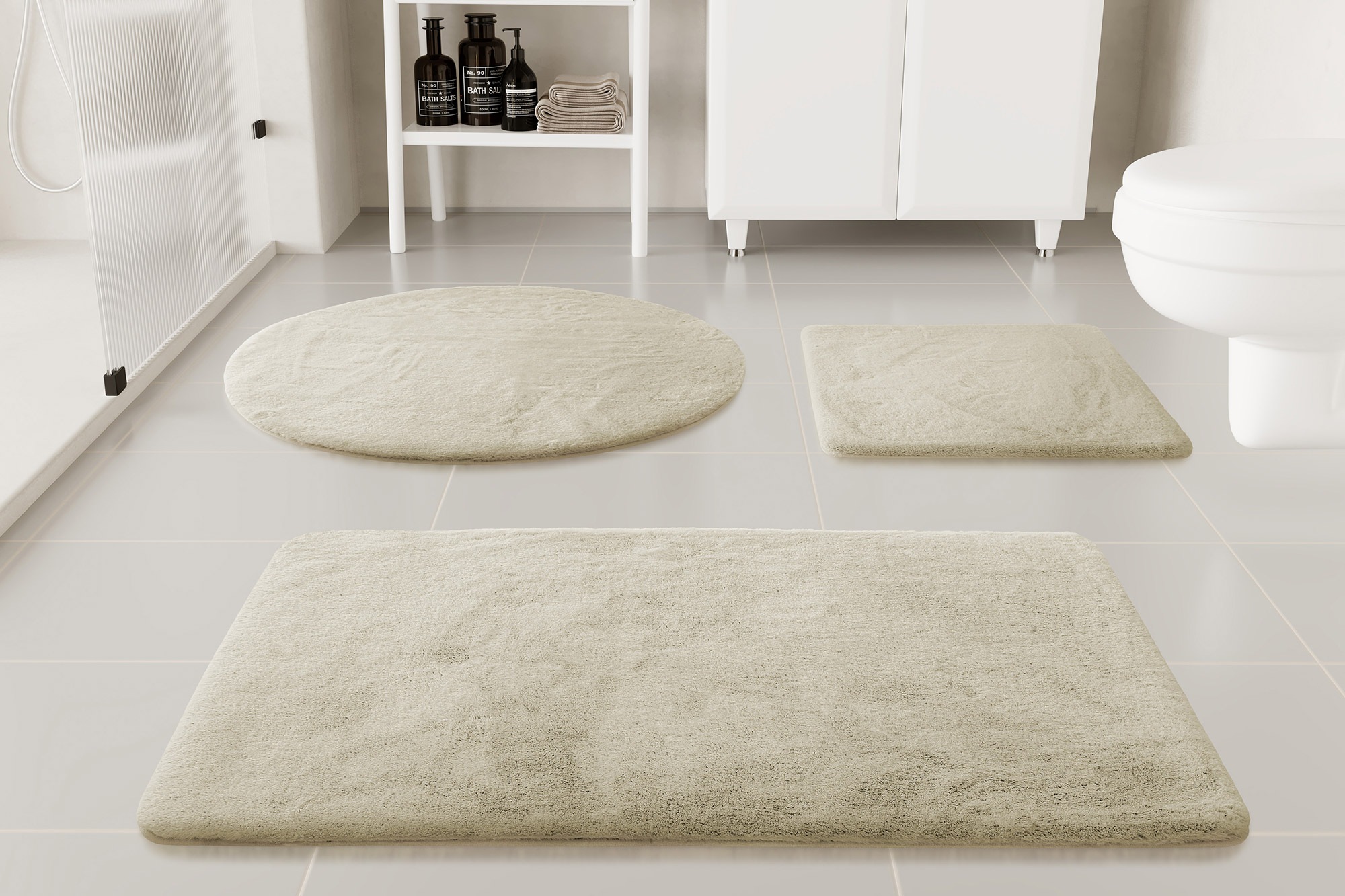 GOODproduct Badematte »Lennja« Höhe 25 mm rutschhemmend beschichtet fussbodenheizungsgeeignet Badteppich, getuftet, Uni, antirutsch, flauschig  wie Kaninchenfell