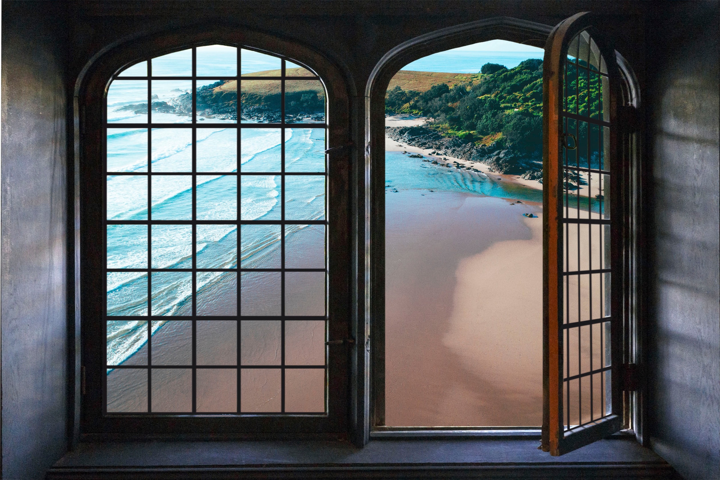 Image of queence Wandsticker "Sandstrand" Wandsticker, Wandbild, selbstklebend, 3D, Fenster