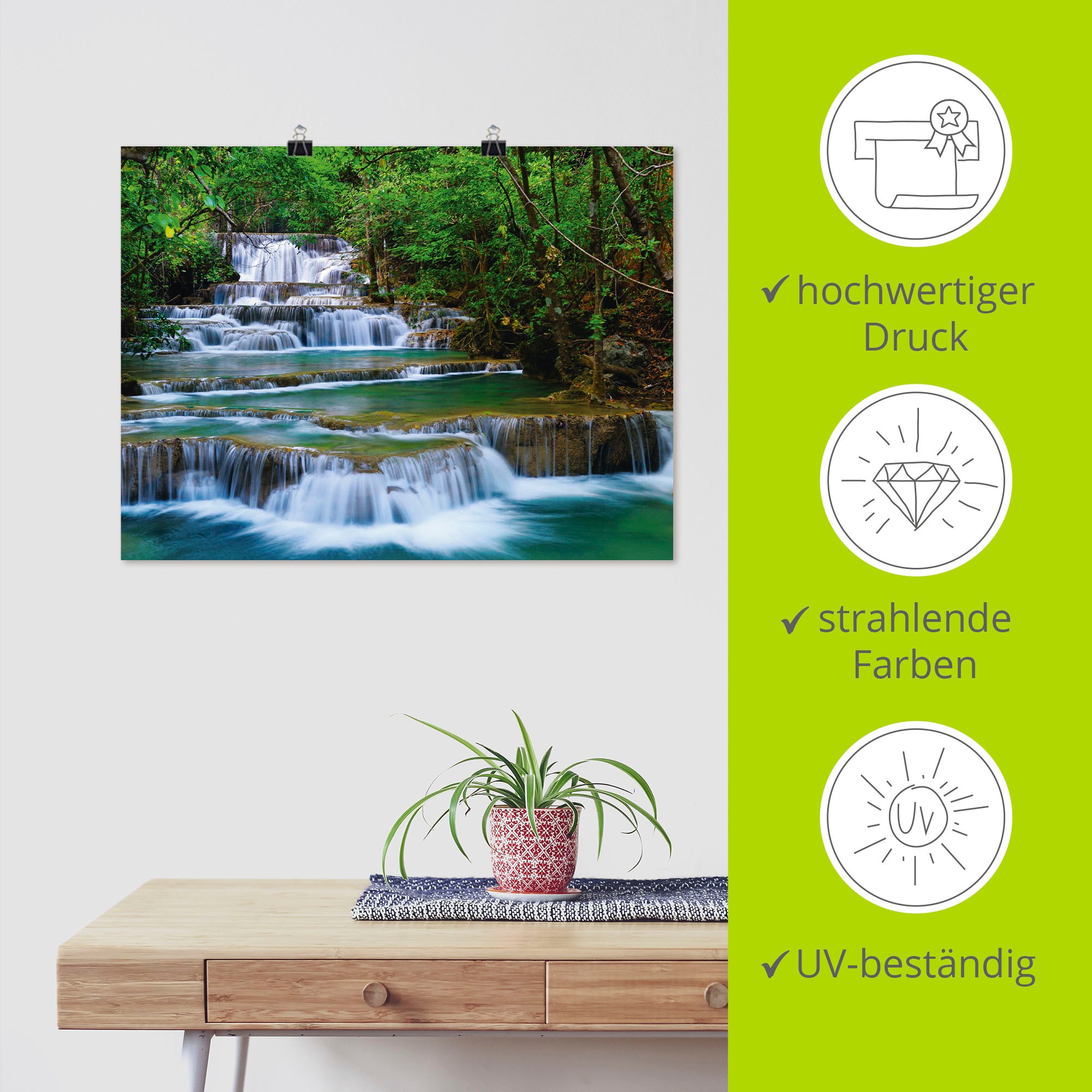 Artland Wandbild »Tiefen Wald Wasserfall«, Gewässer, (1 St.), als Leinwandbild, Poster, Wandaufkleber in verschied. Grössen