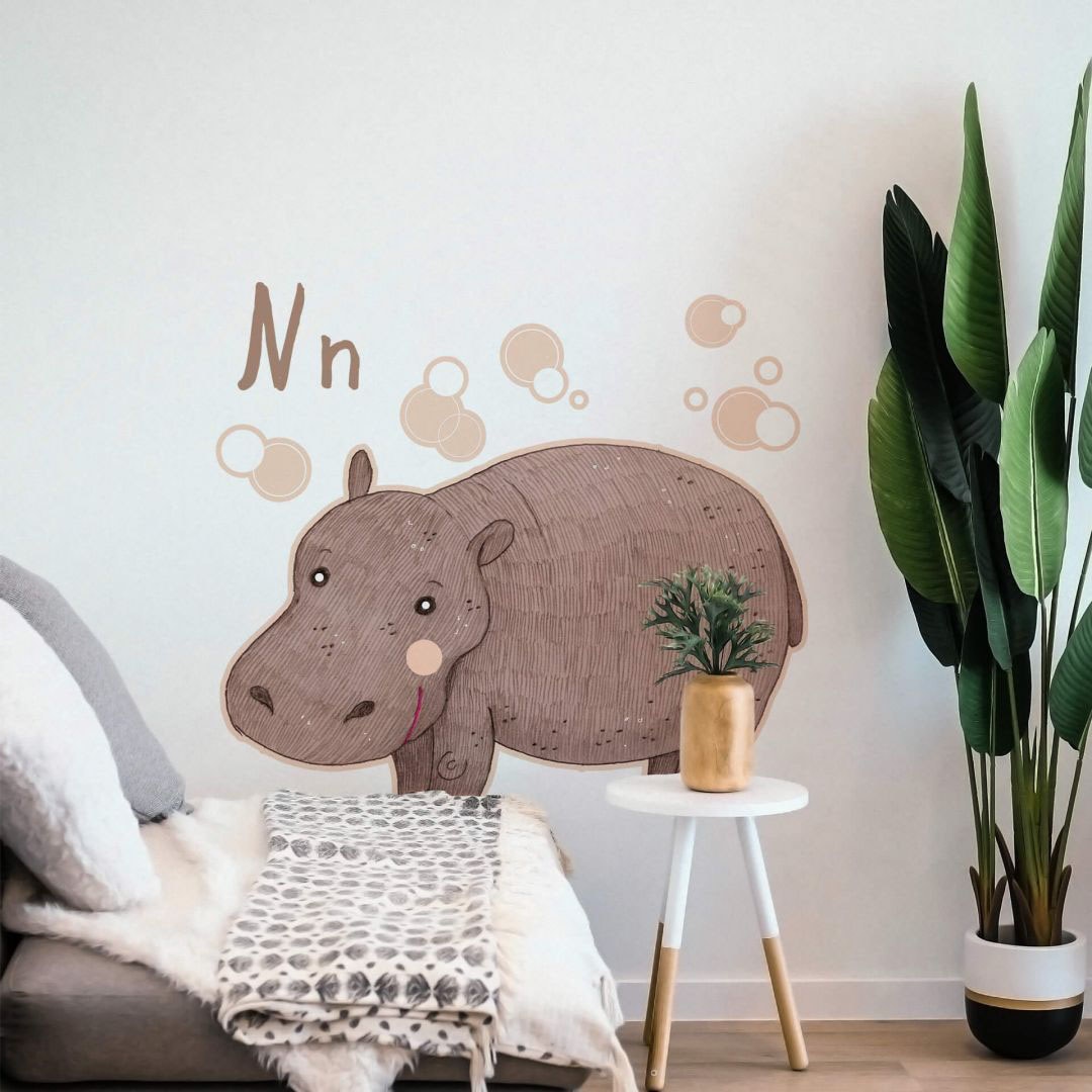 Wall-Art Wandtattoo »Nilpferd Hippo Buchstabe N«, (1 St.), selbstklebend, entfernbar