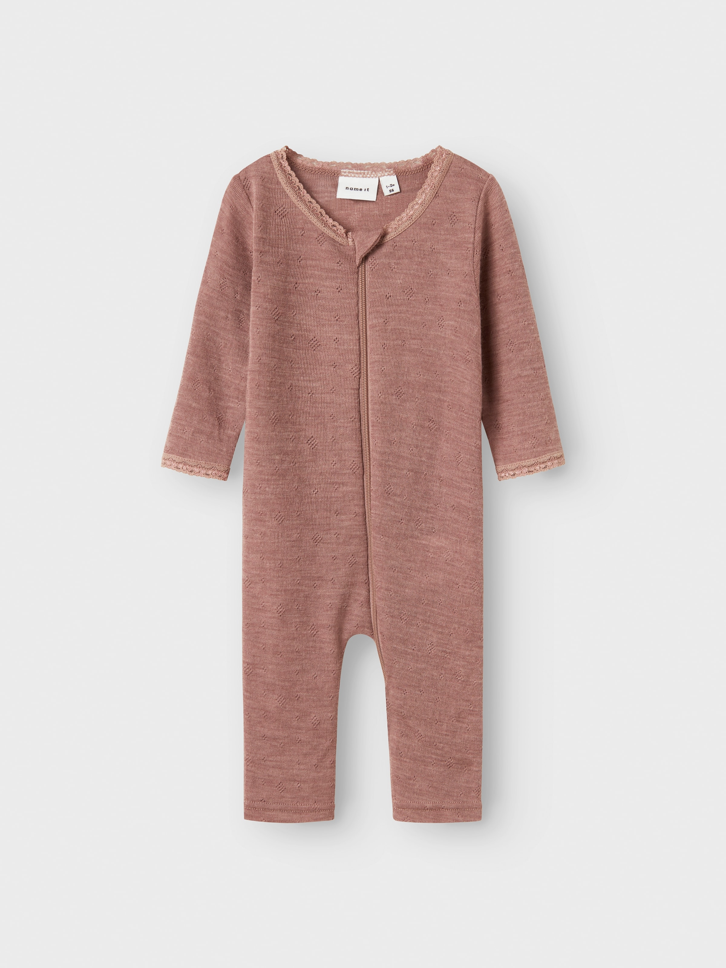 Name It Schlafanzug »NBFWANG WOOL NEEDLE NIGHTSUIT SOLID NOOS«, aus reiner Merinowolle