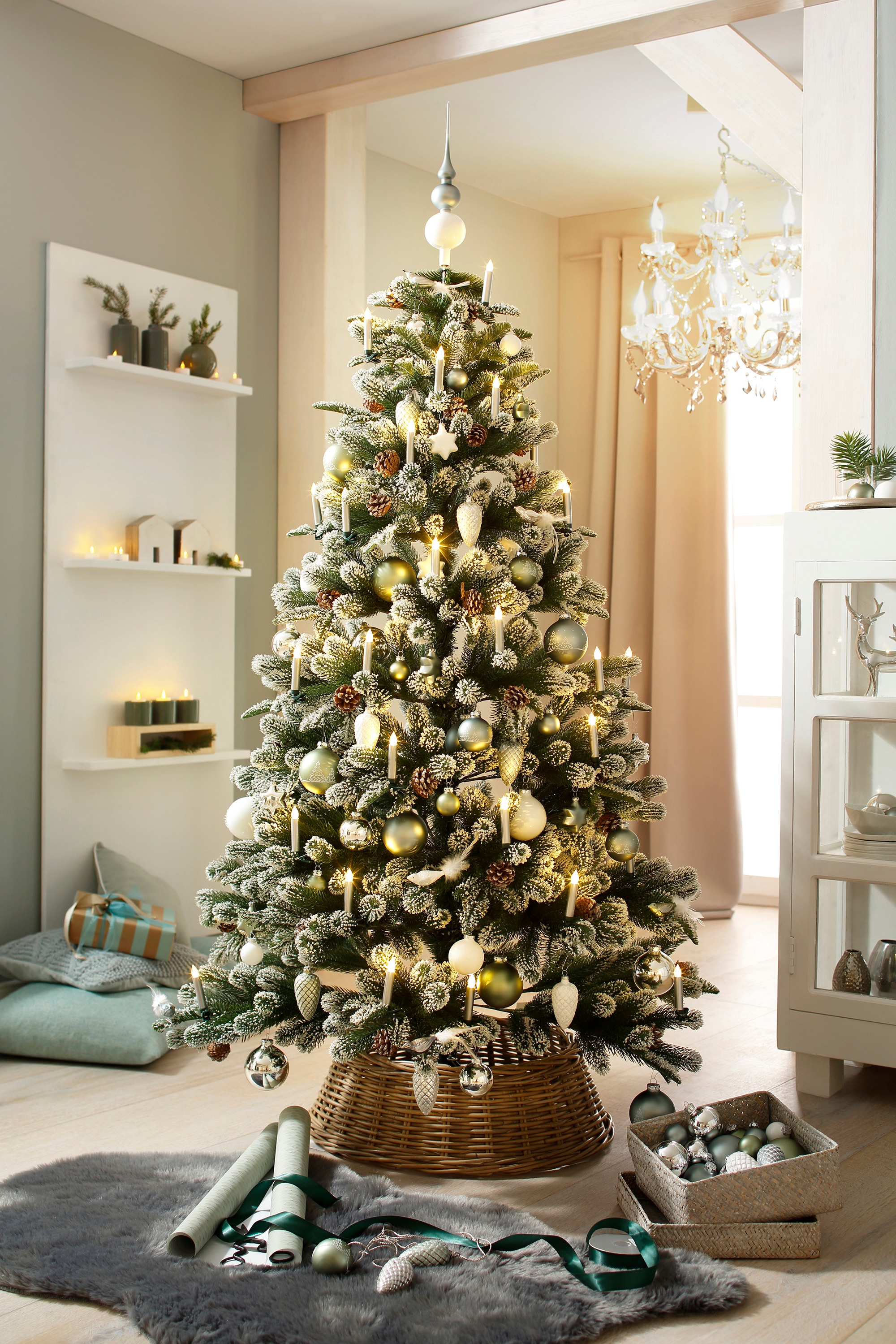 Myflair Möbel & mit Green, Christbaum, Ästen Tannenbaum«, »Weihnachtsdeko, Snow kaufen und Weihnachtsbaum künstlicher Tannenzapfen beschneiten on Accessoires Künstlicher leicht