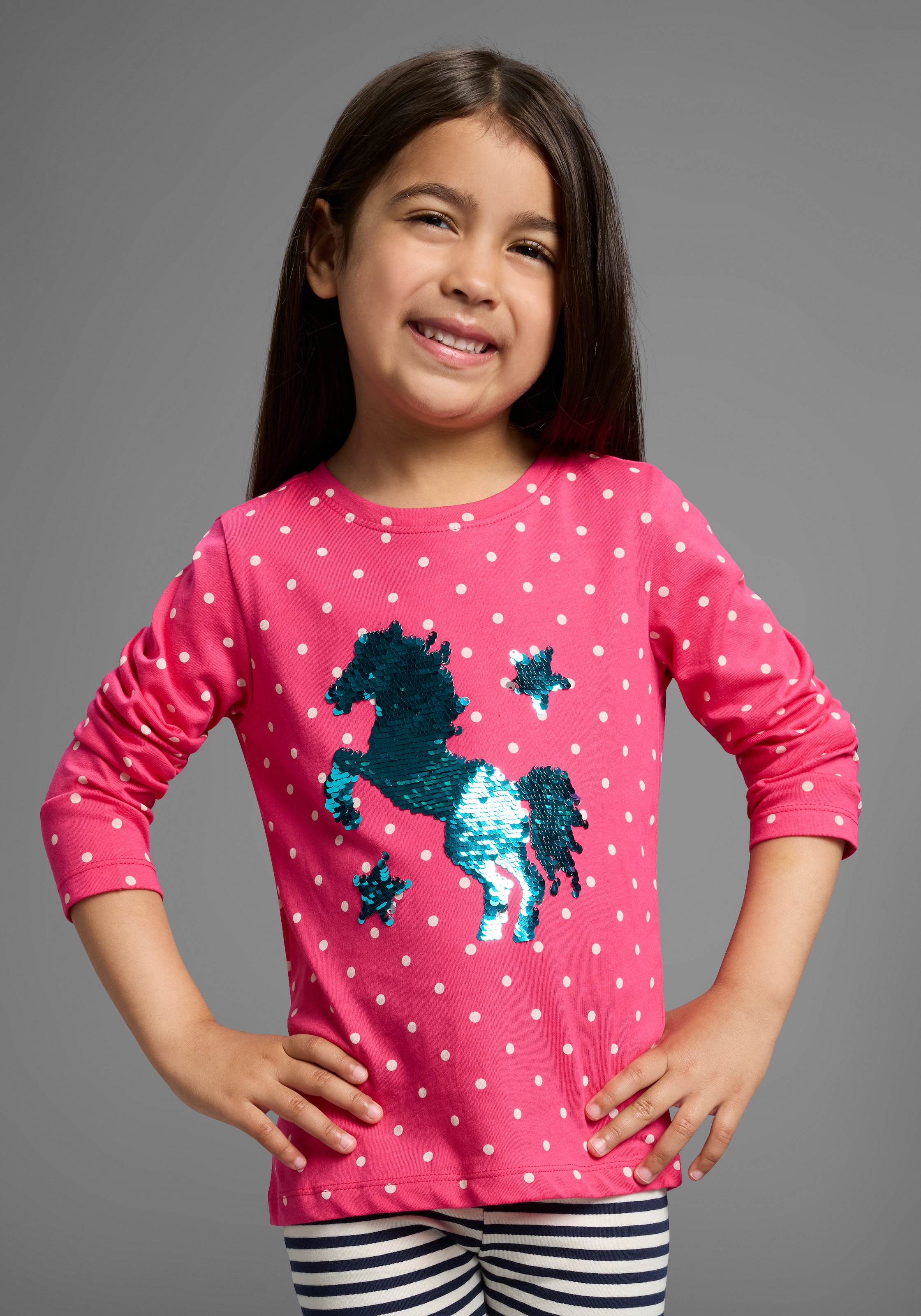 Image of KIDSWORLD Langarmshirt "für kleine Mädchen" Langarm, Basic-Passform, bedruckt, Rundhalsausschnitt