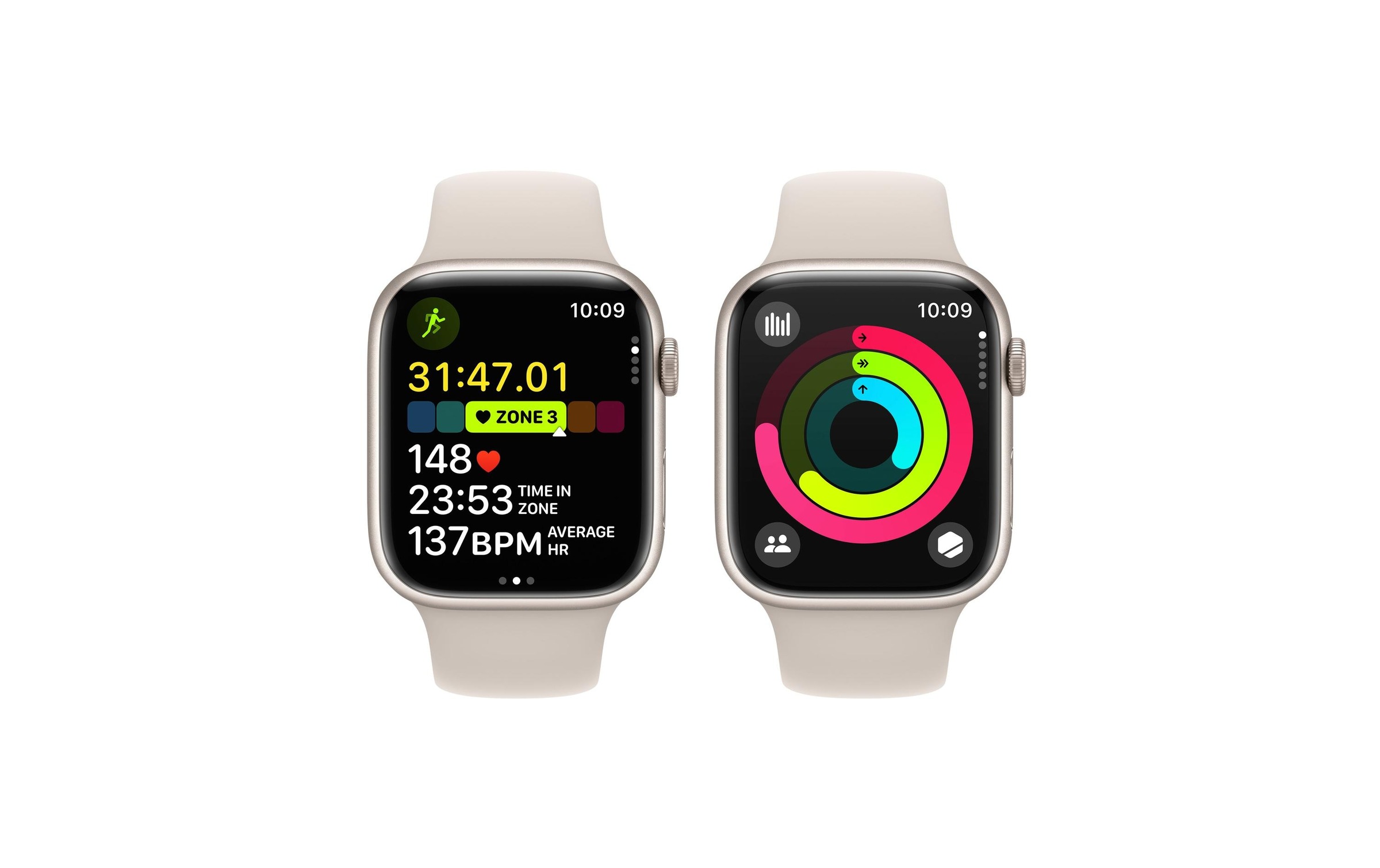Apple Smartwatch »Series 9, GPS, Aluminium-Gehäuse mit Sportarmband«, Watch OS 10, 64 GB