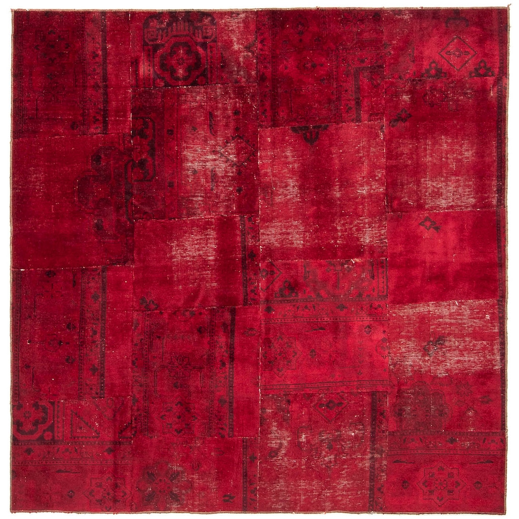 morgenland Teppich »Patchwork quadratisch - 199 x 196 cm - dunkelrot«, quadratisch