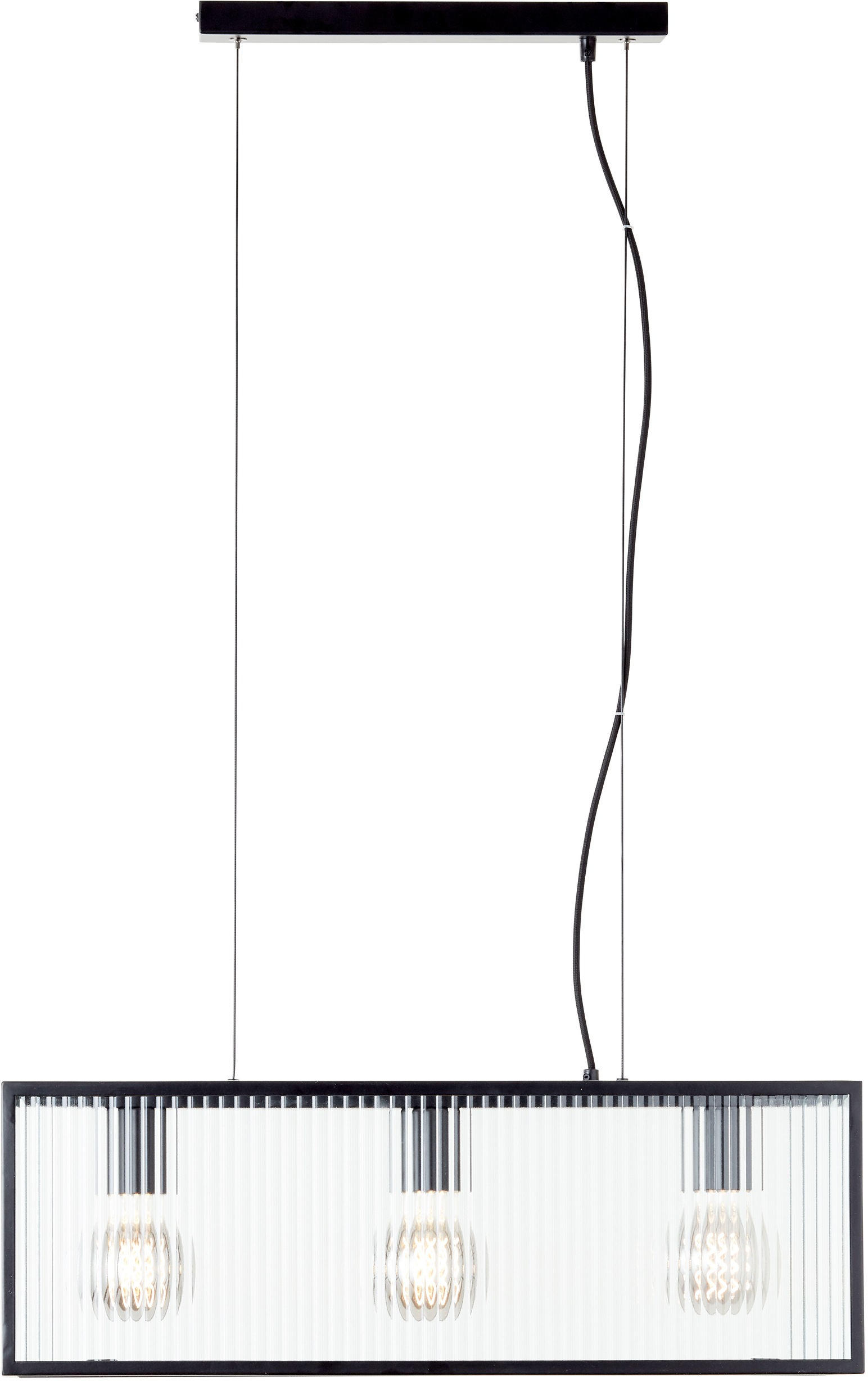 Image of Timbers Pendelleuchte »Chesapeake«, E27, 1 St., Hängelampe mit 3 x E27, max. 40W, H 170cm, schwarz matt, mit Riffelglas bei Ackermann Versand Schweiz
