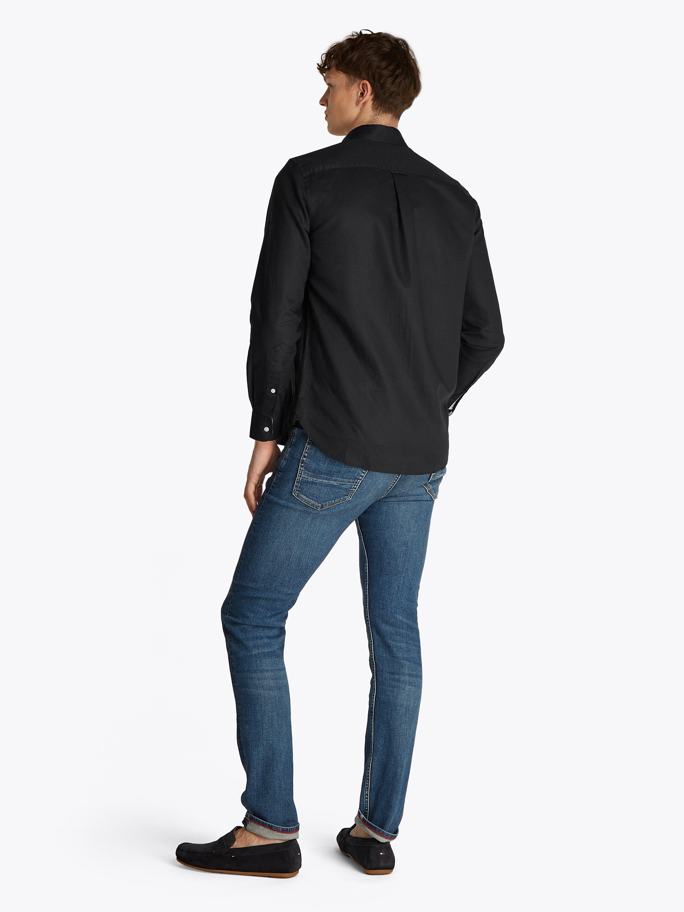 Tommy Hilfiger Langarmhemd »LINEN BLEND SOLID RF SHIRT«, mit Button-down-Kragen
