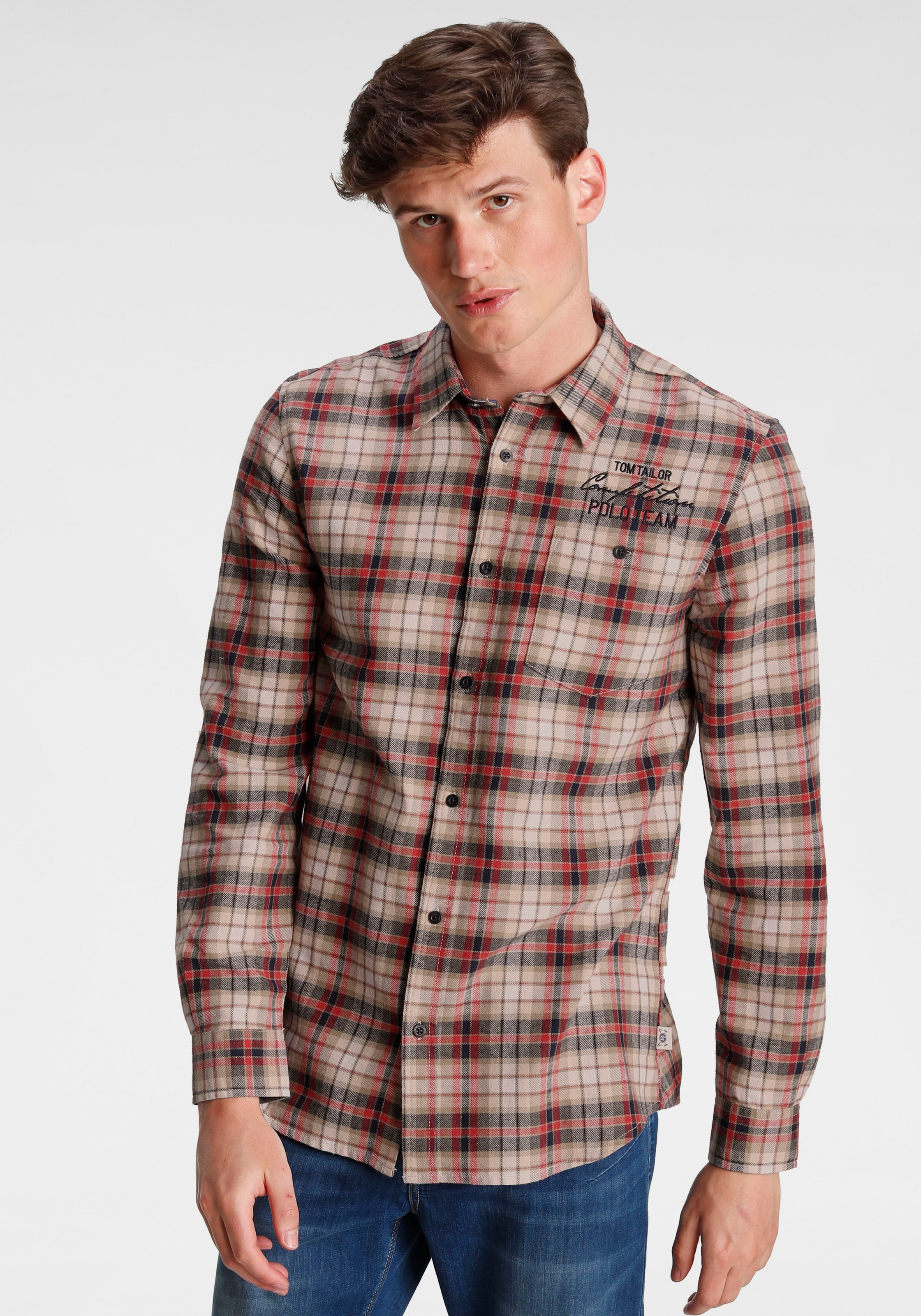 Image of TOM TAILOR Polo Team Flanellhemd, mit Logostickerei bei Ackermann Versand Schweiz