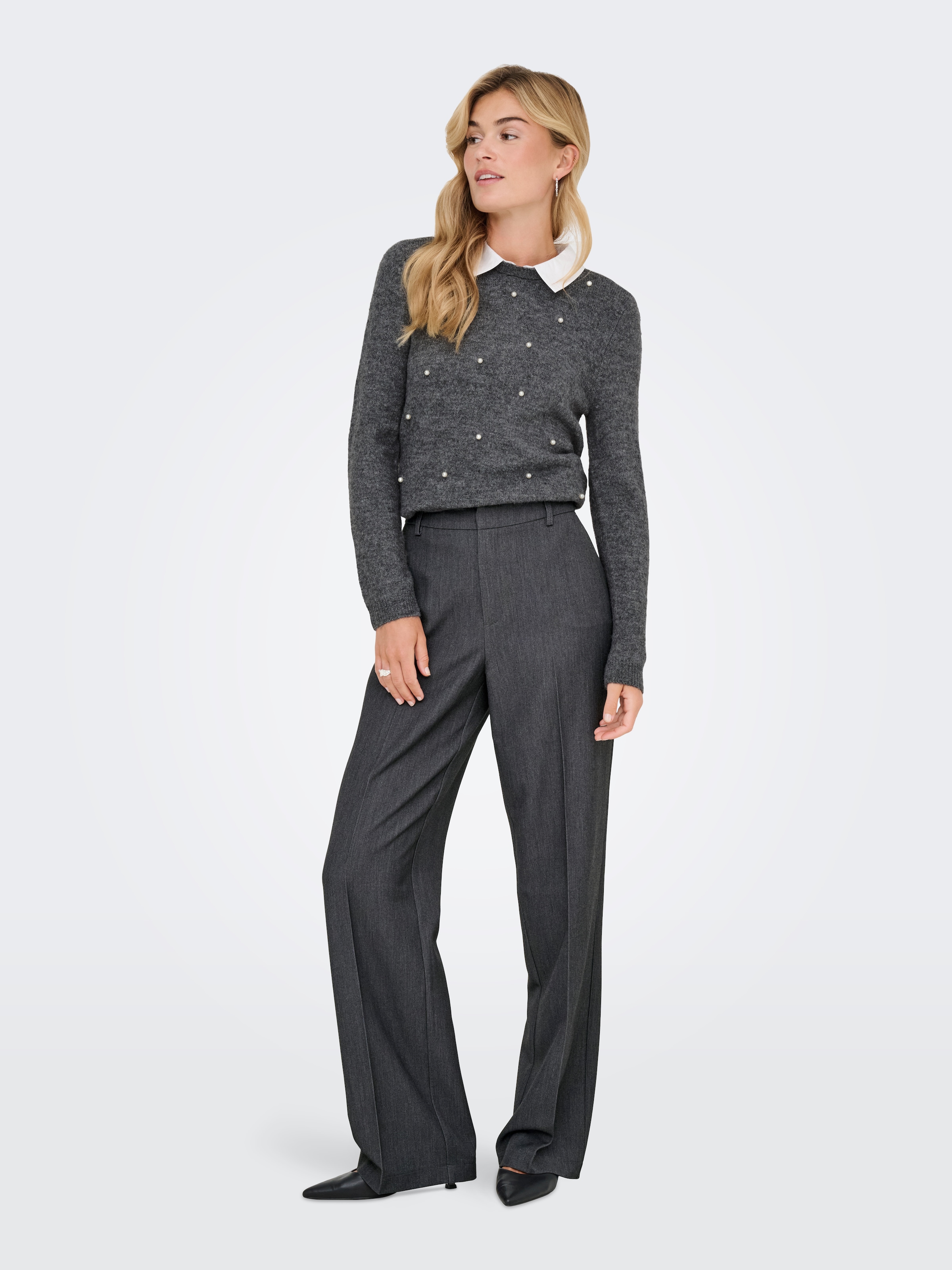 ONLY Pantalon de costume »ONLHATTIE-LANA HW W MEL PANT TLR NOOS«  mélange de matériaux
