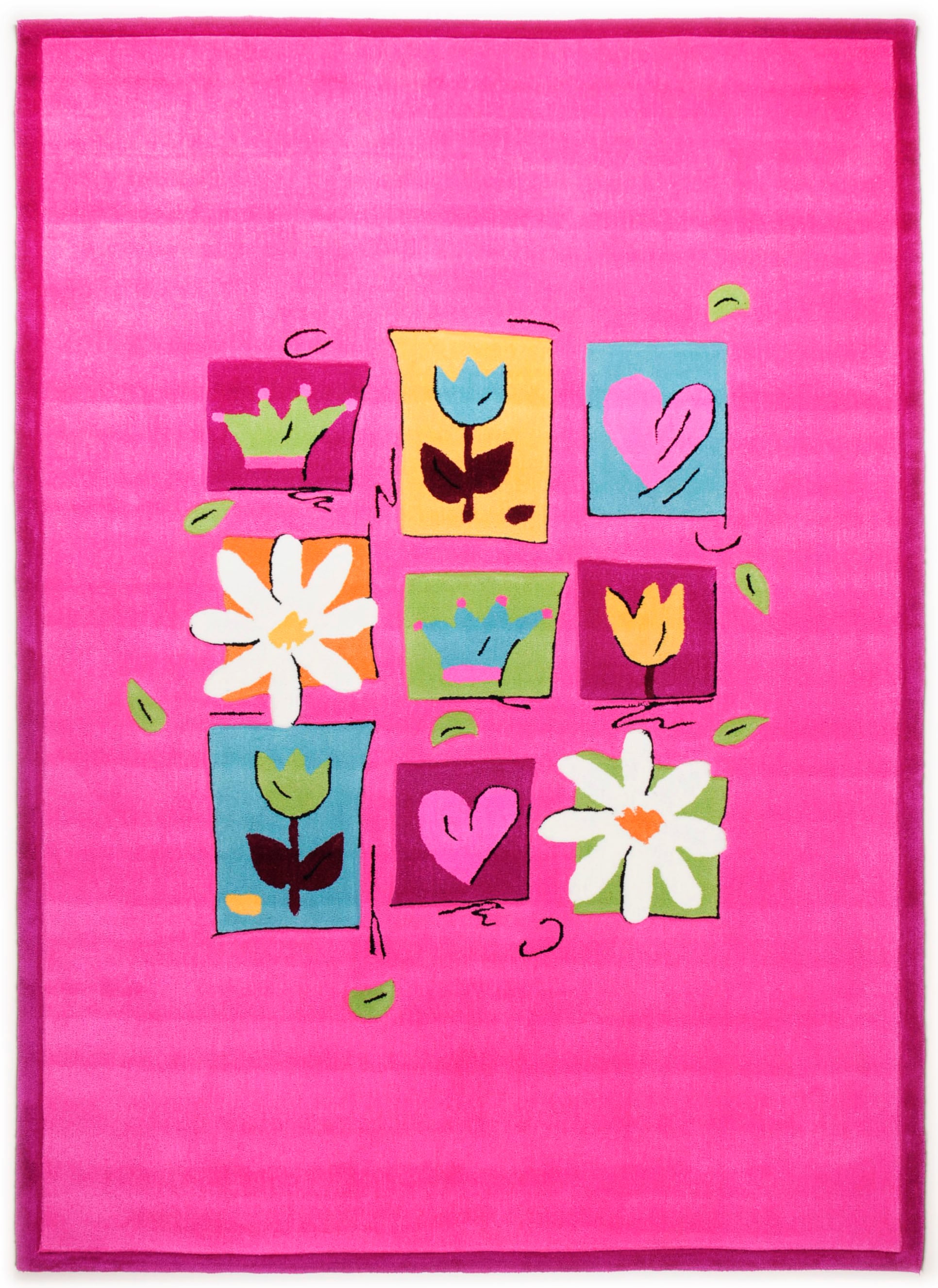THEKO Kinderteppich »Wunderland«, rechteckig, Kurzflor, Motiv Blumen, handgearbeiteter Reliefschnitt