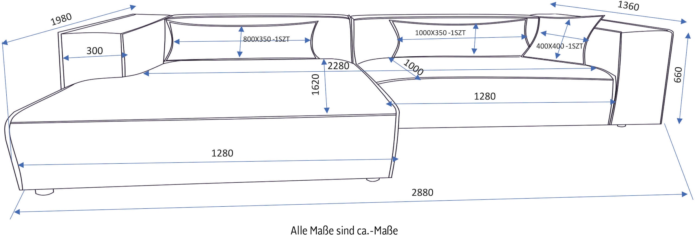 LeGer Home by Lena Gercke Ecksofa »PIARA XXL, Big-Sofa in Cord oder Leinenoptik, L-Form, mit Kedernaht«, wahlweise Ottomane rechts/links, schwarze Füsse, extra tiefe Sitzfläche