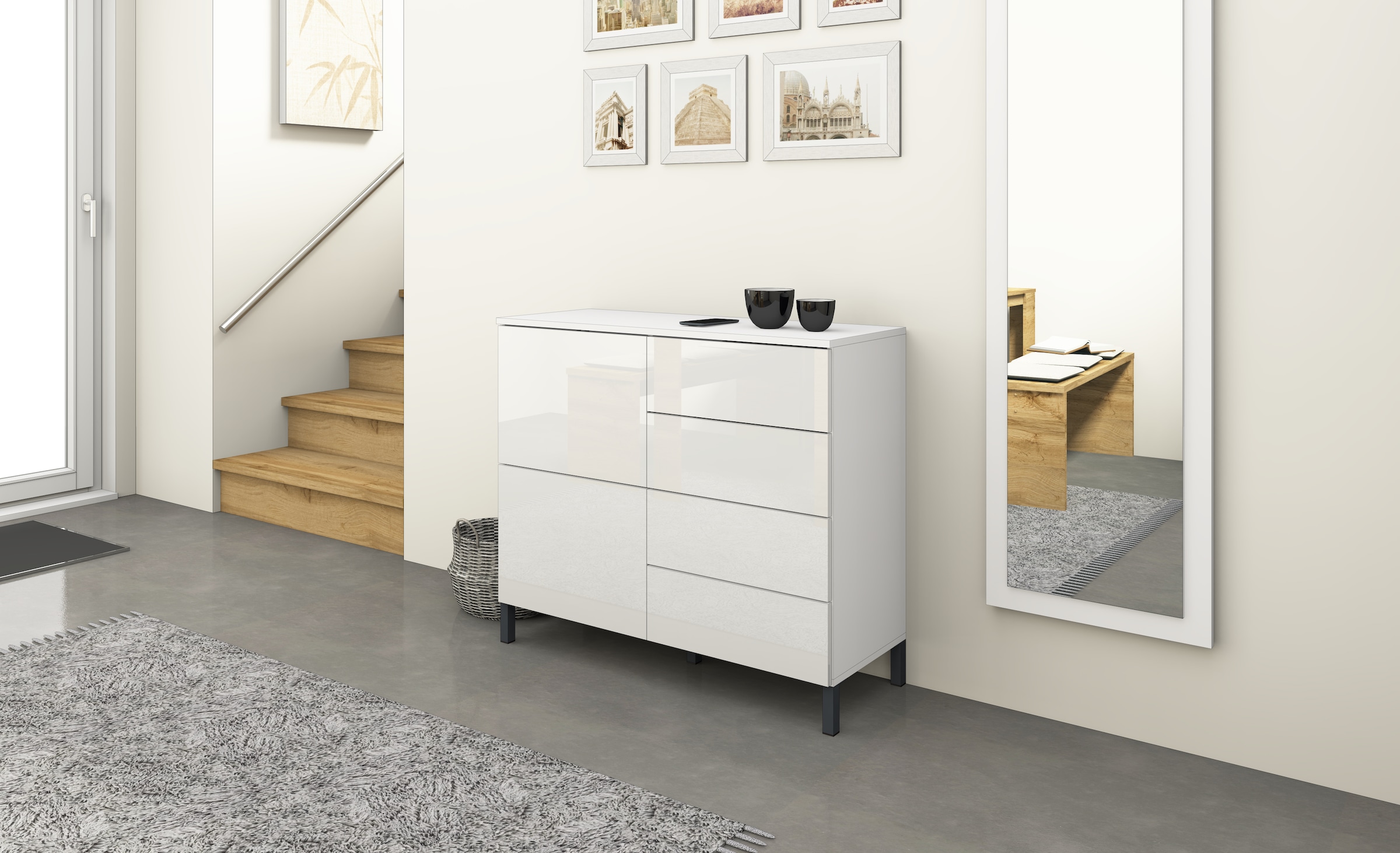 borchardt Möbel Kommode, Drucköffner (Push-To-Open), höhenverstellbare Einlegeböden