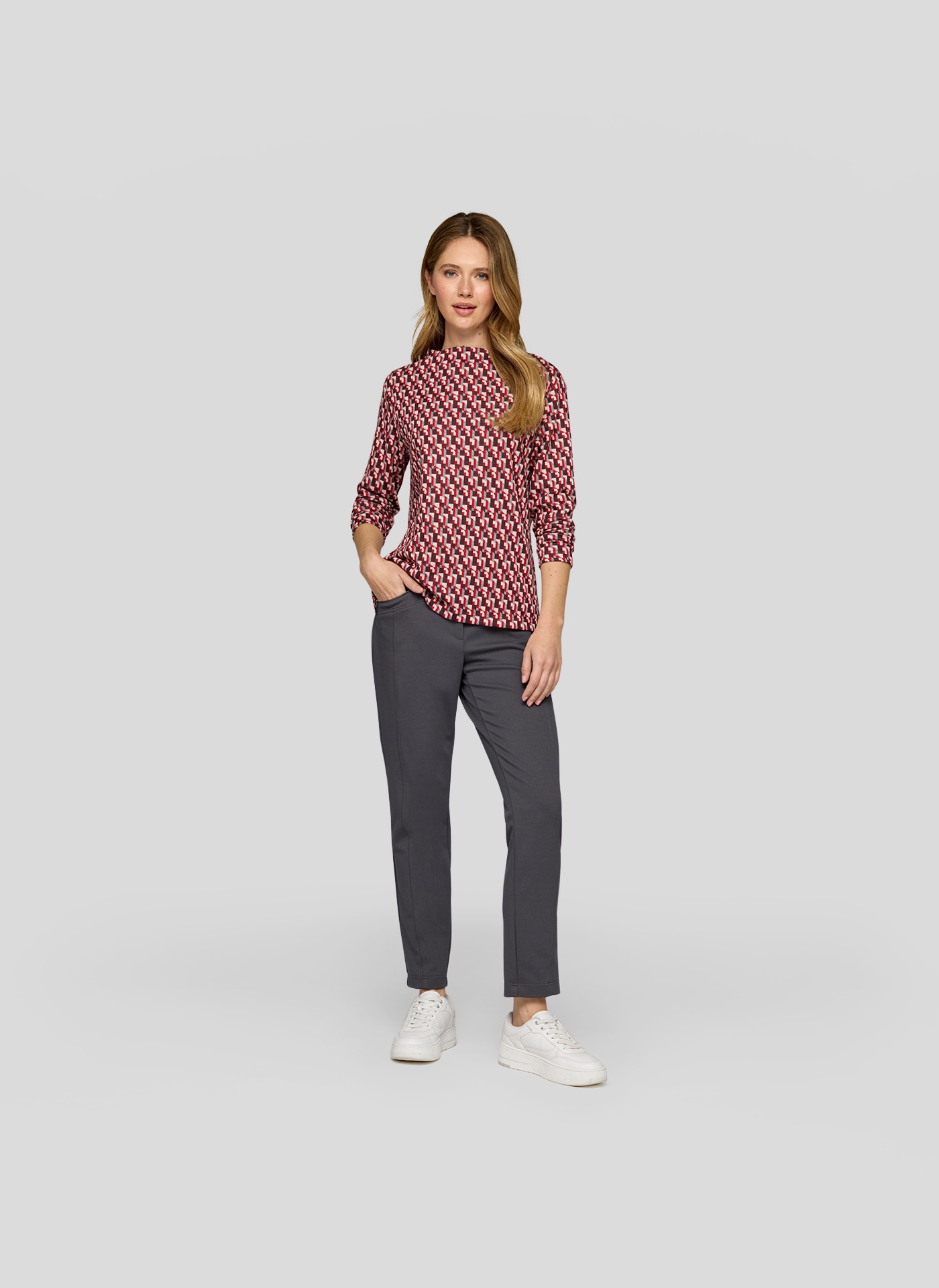 Rabe Langarmshirt mit grafischem Muster