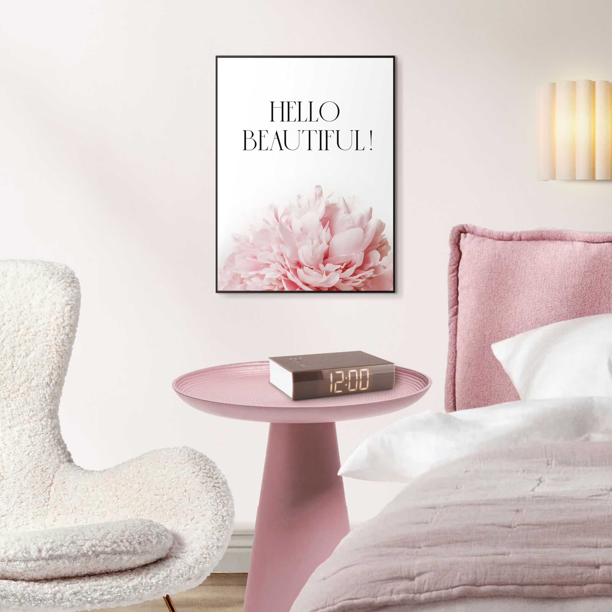Image of Reinders Bild mit Rahmen "Hallo Schönheit" Schriftzüge 1 Stk. tlg. Home Office - Rosa - MDF - Sprüche - 30x40 cm